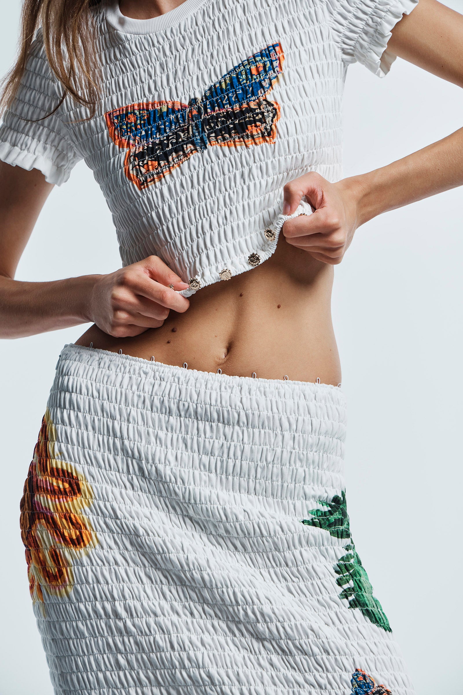 HOME OF THE ART SHIRRED LONG DRESS