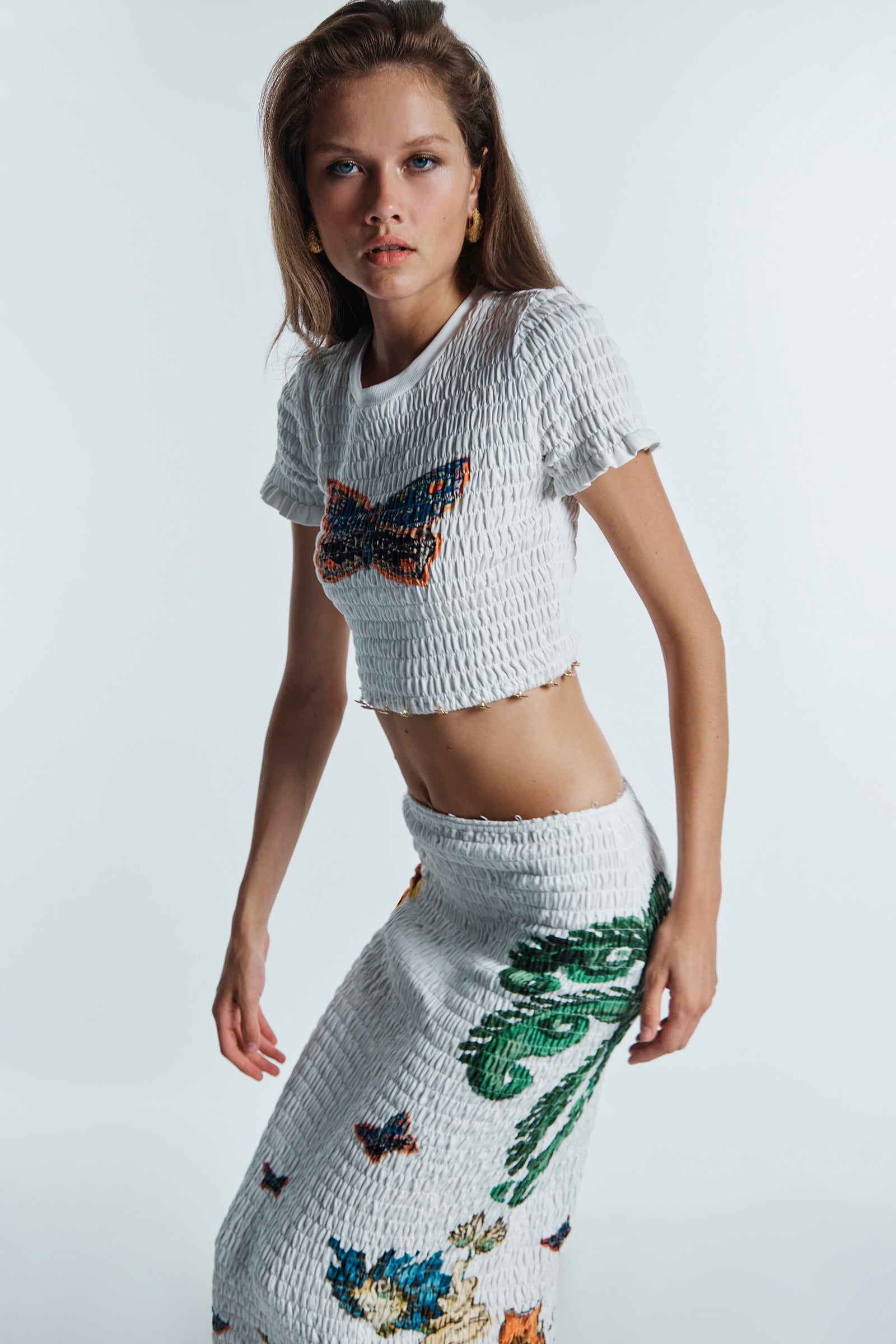 HOME OF THE ART SHIRRED LONG DRESS