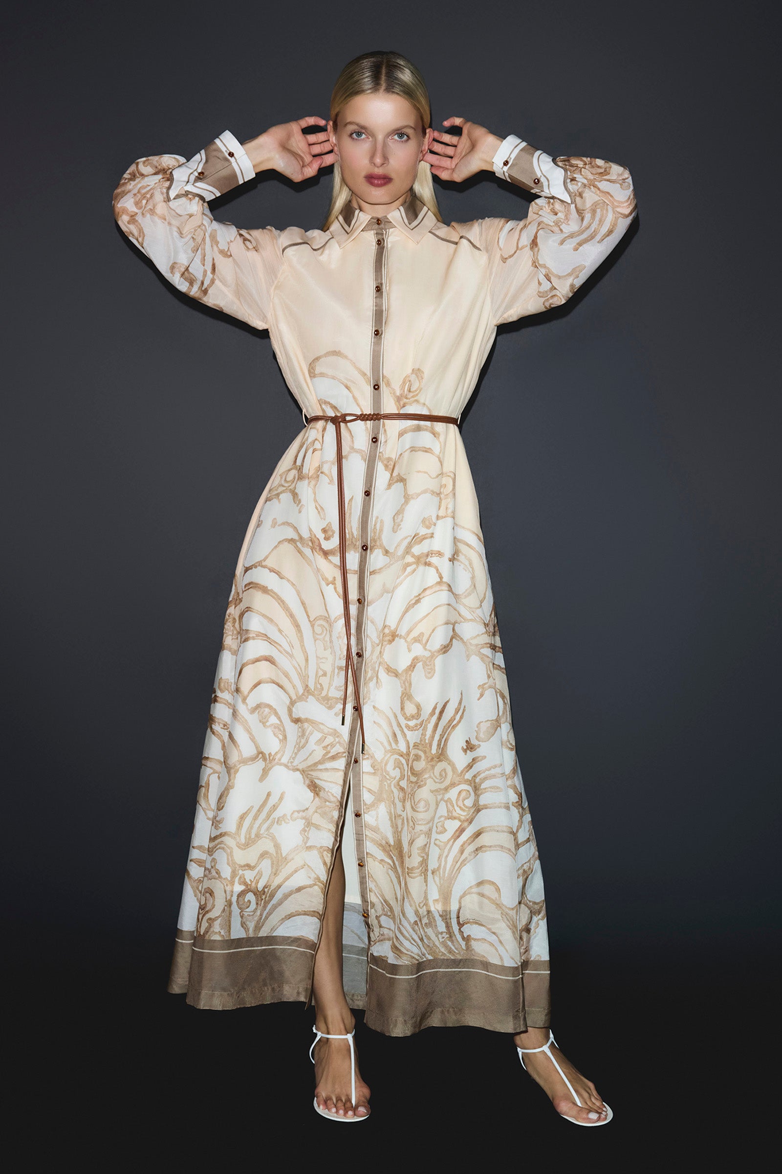 FRAGMENTS YOKE MIDI DRESS