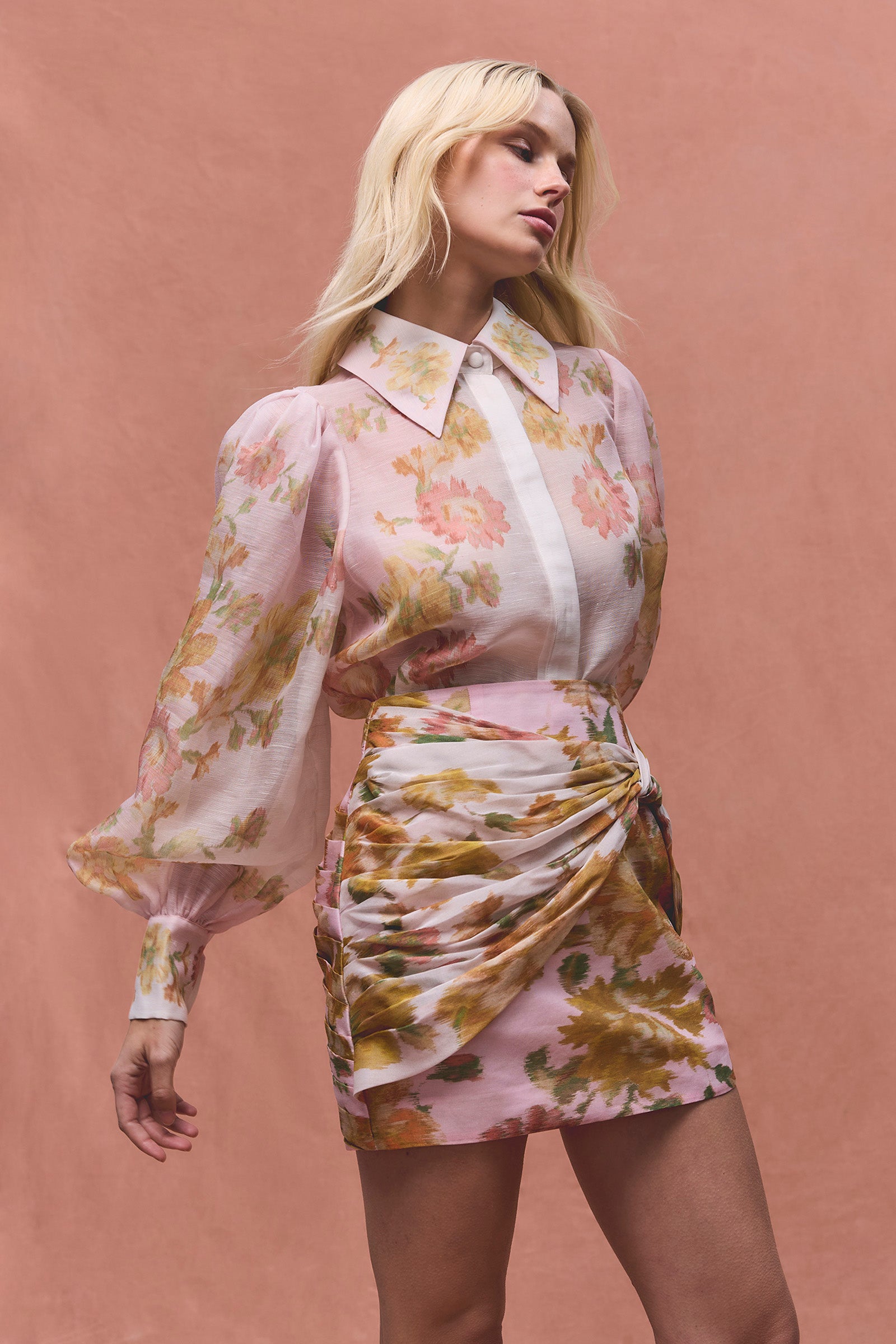 PEACH DREAM BALLOON SLEEVE BLOUSE