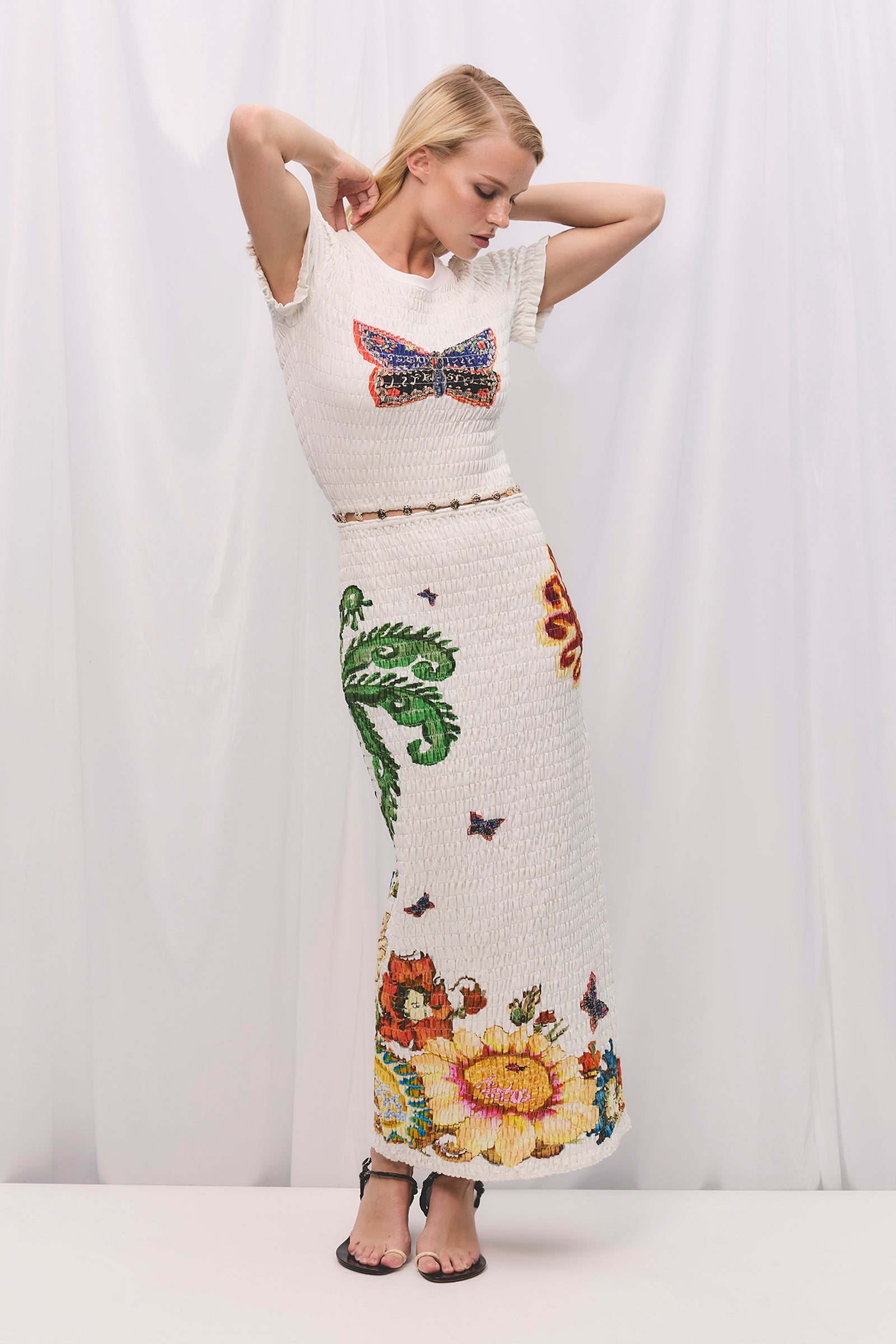 HOME OF THE ART SHIRRED LONG DRESS