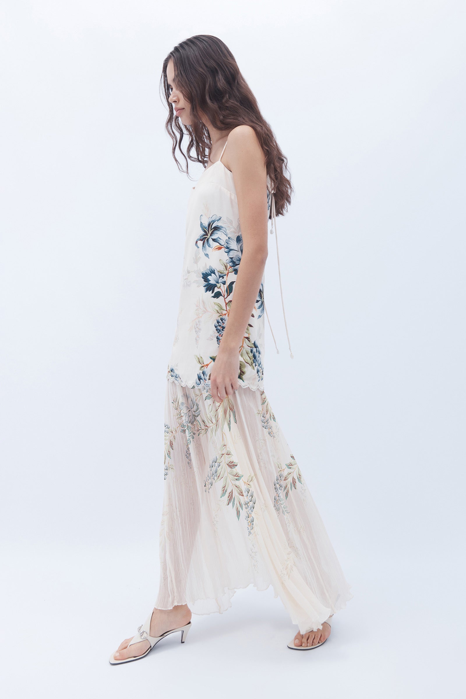 LA MAR DROPPED WAIST SCALLOP GOWN