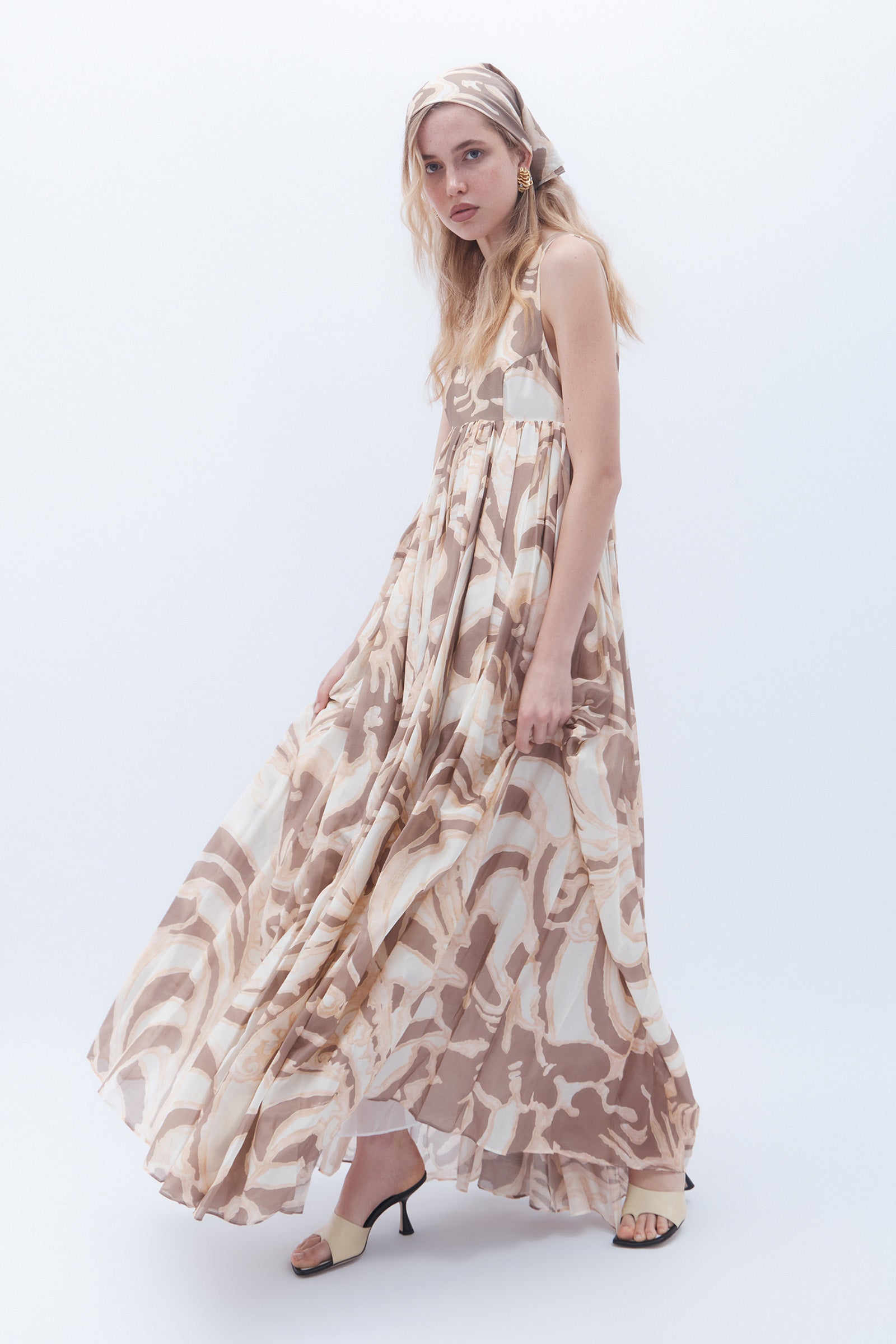 FRAGMENTS BODICE FLARE MAXI