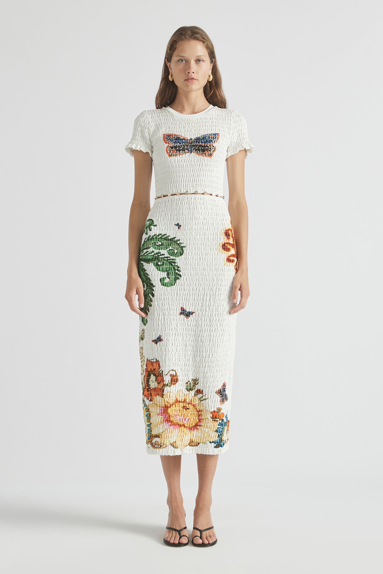 HOME OF THE ART SHIRRED LONG DRESS