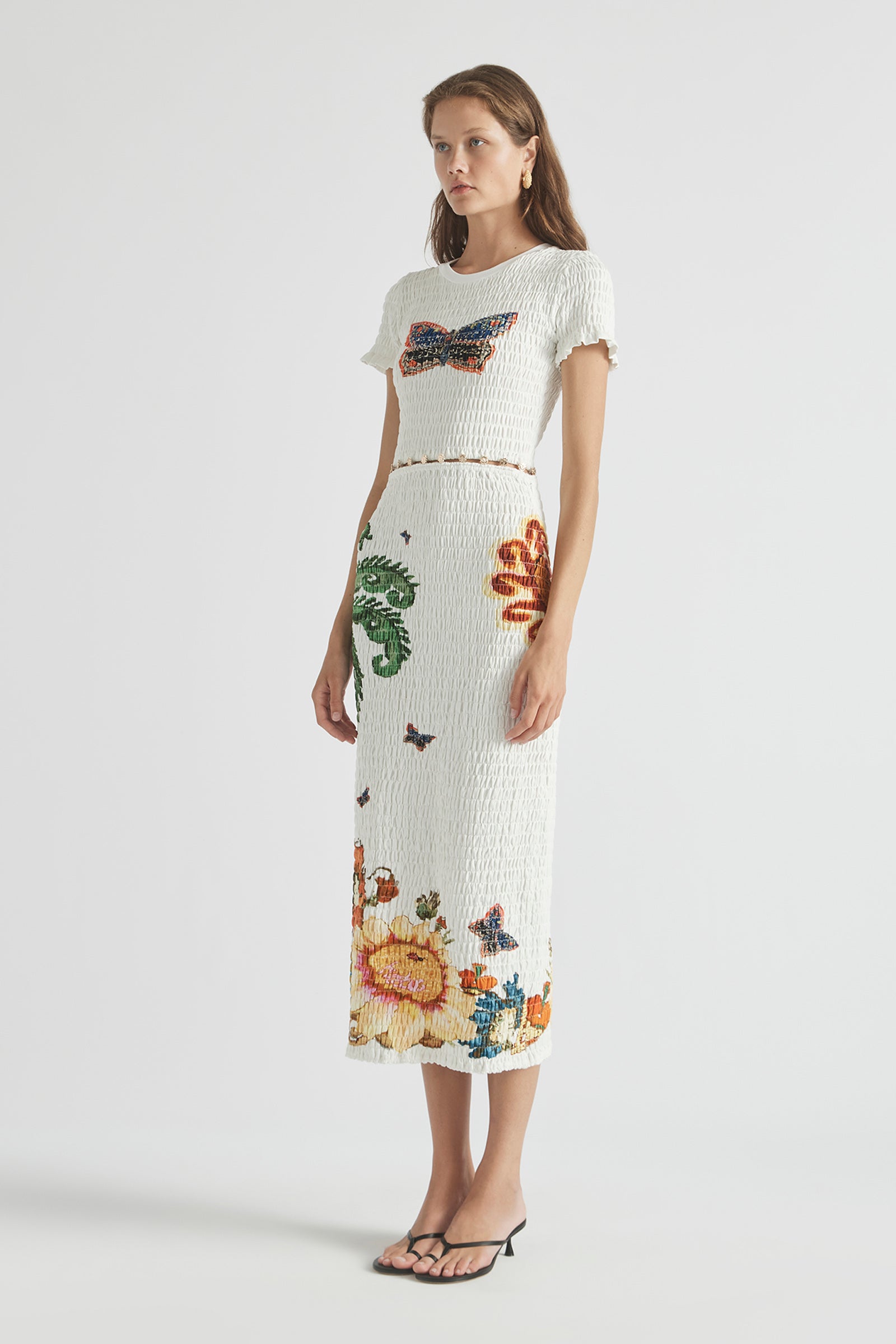 HOME OF THE ART SHIRRED LONG DRESS