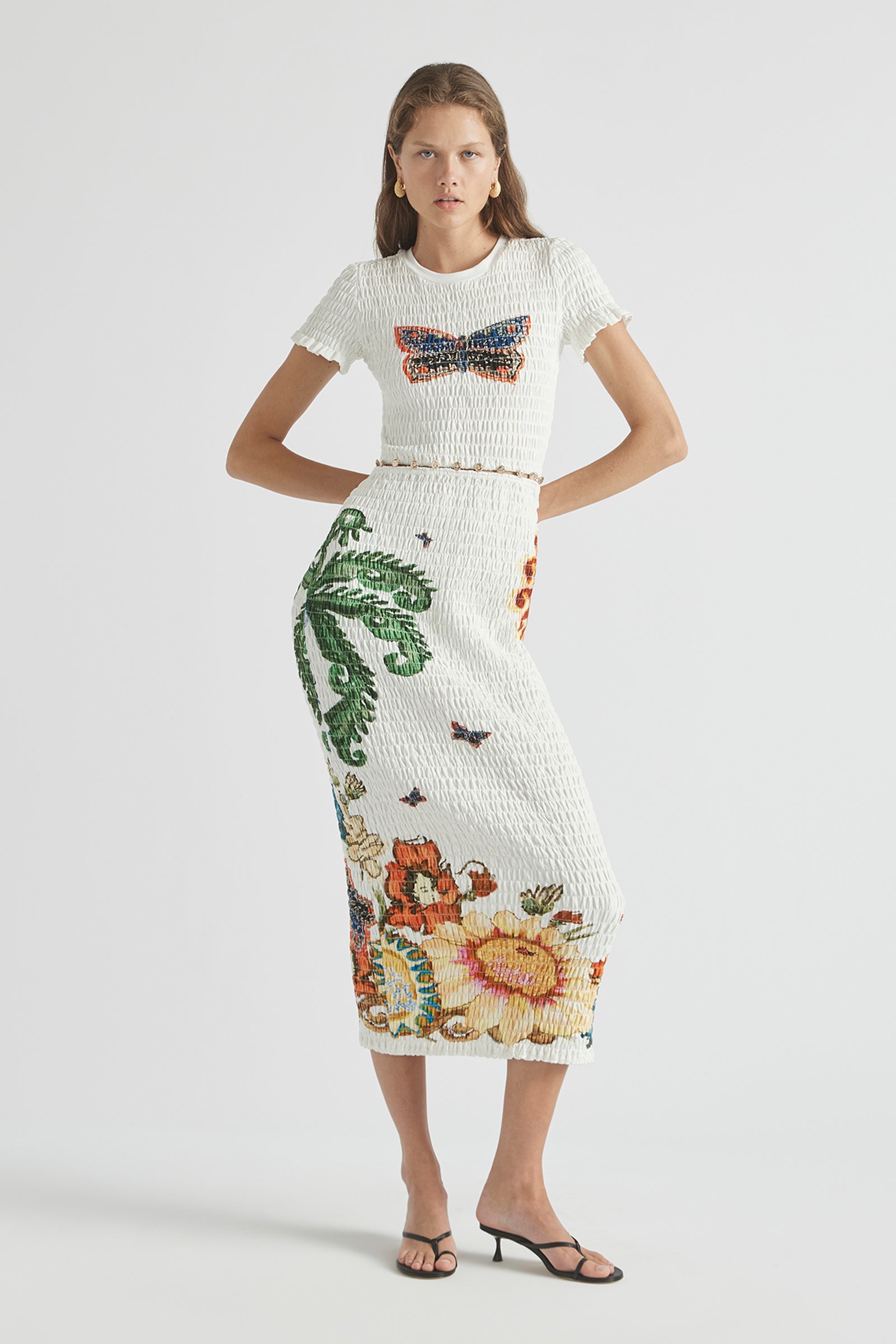 HOME OF THE ART SHIRRED LONG DRESS