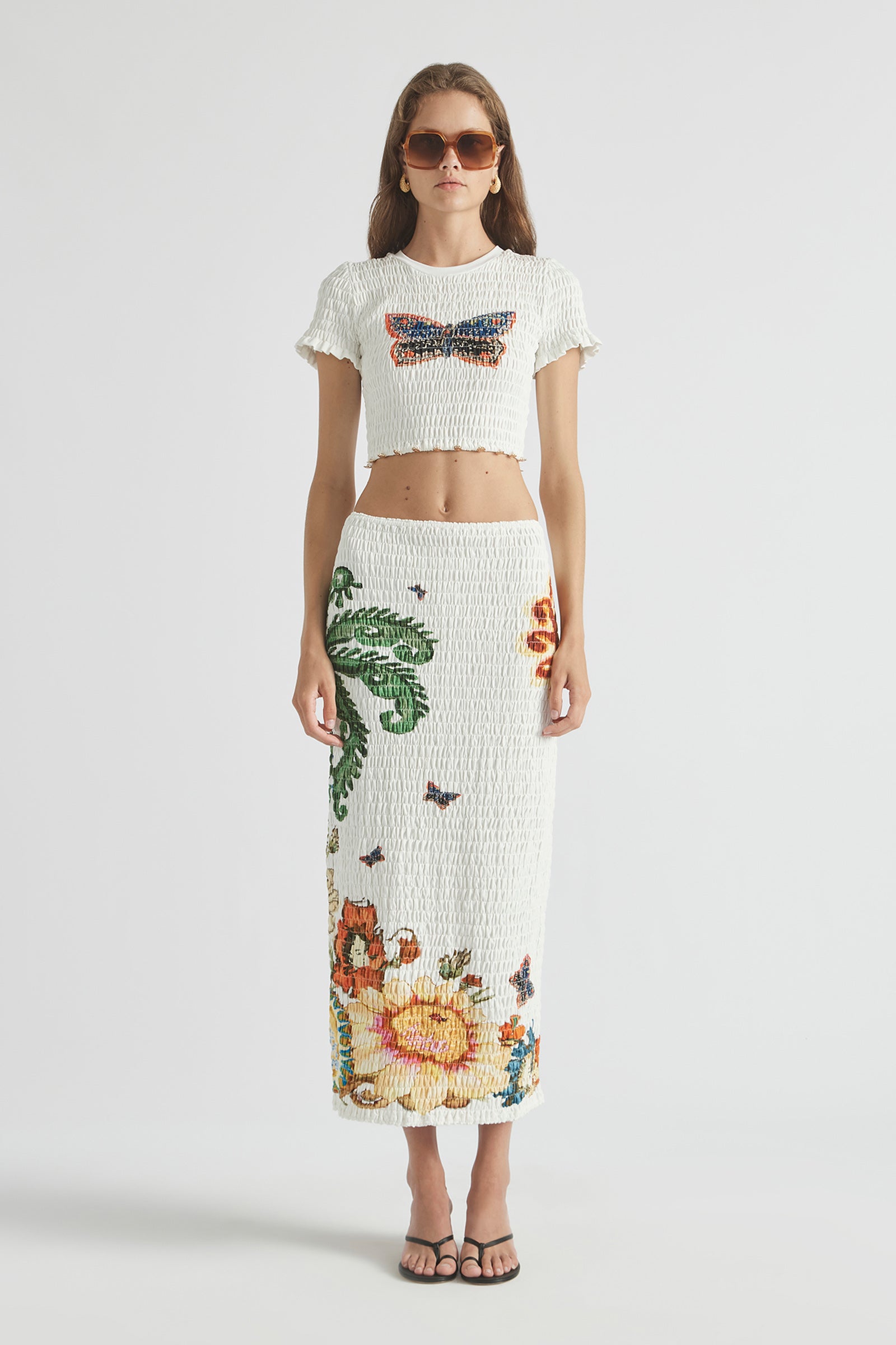 HOME OF THE ART SHIRRED LONG DRESS