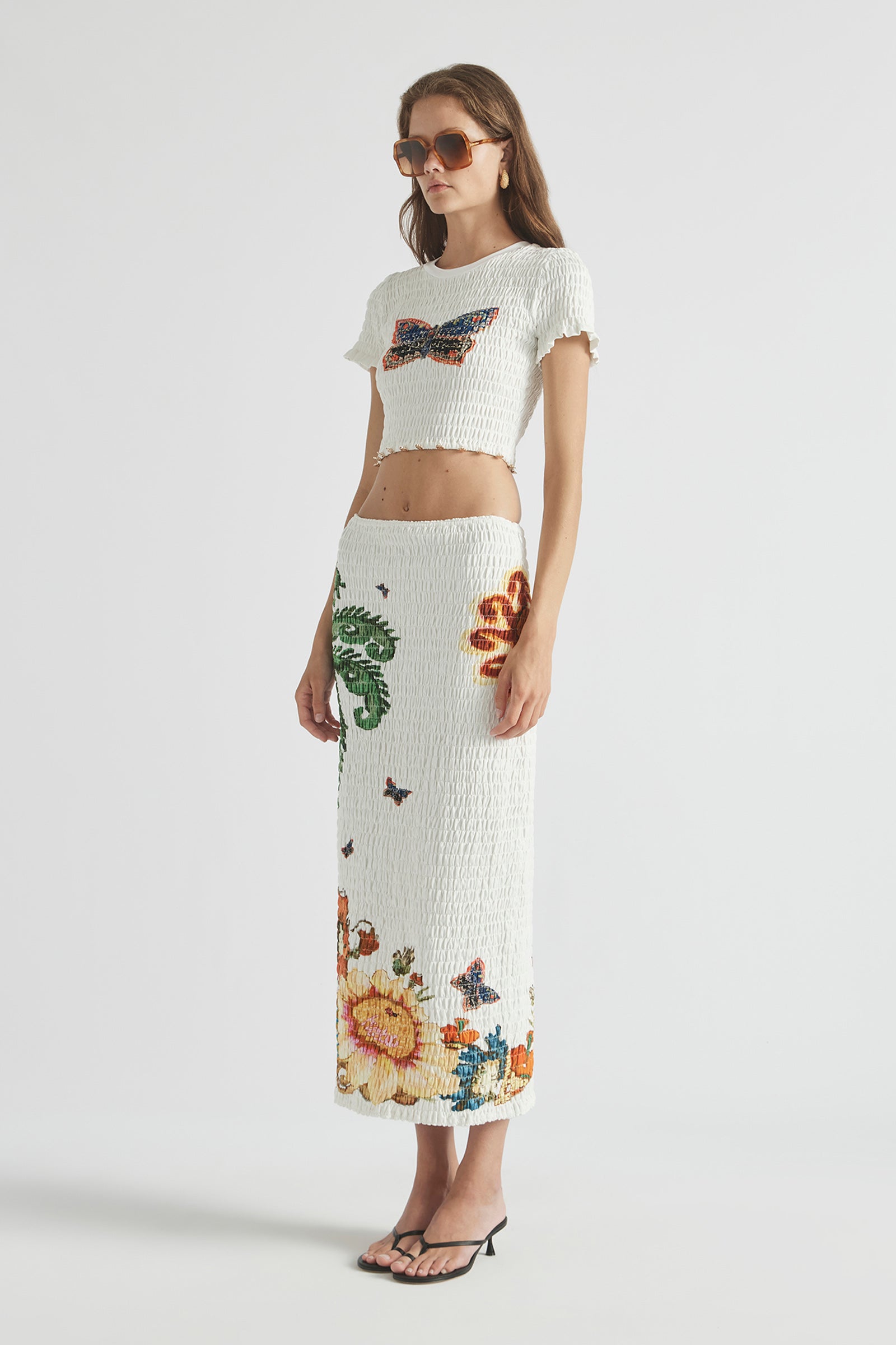 HOME OF THE ART SHIRRED LONG DRESS