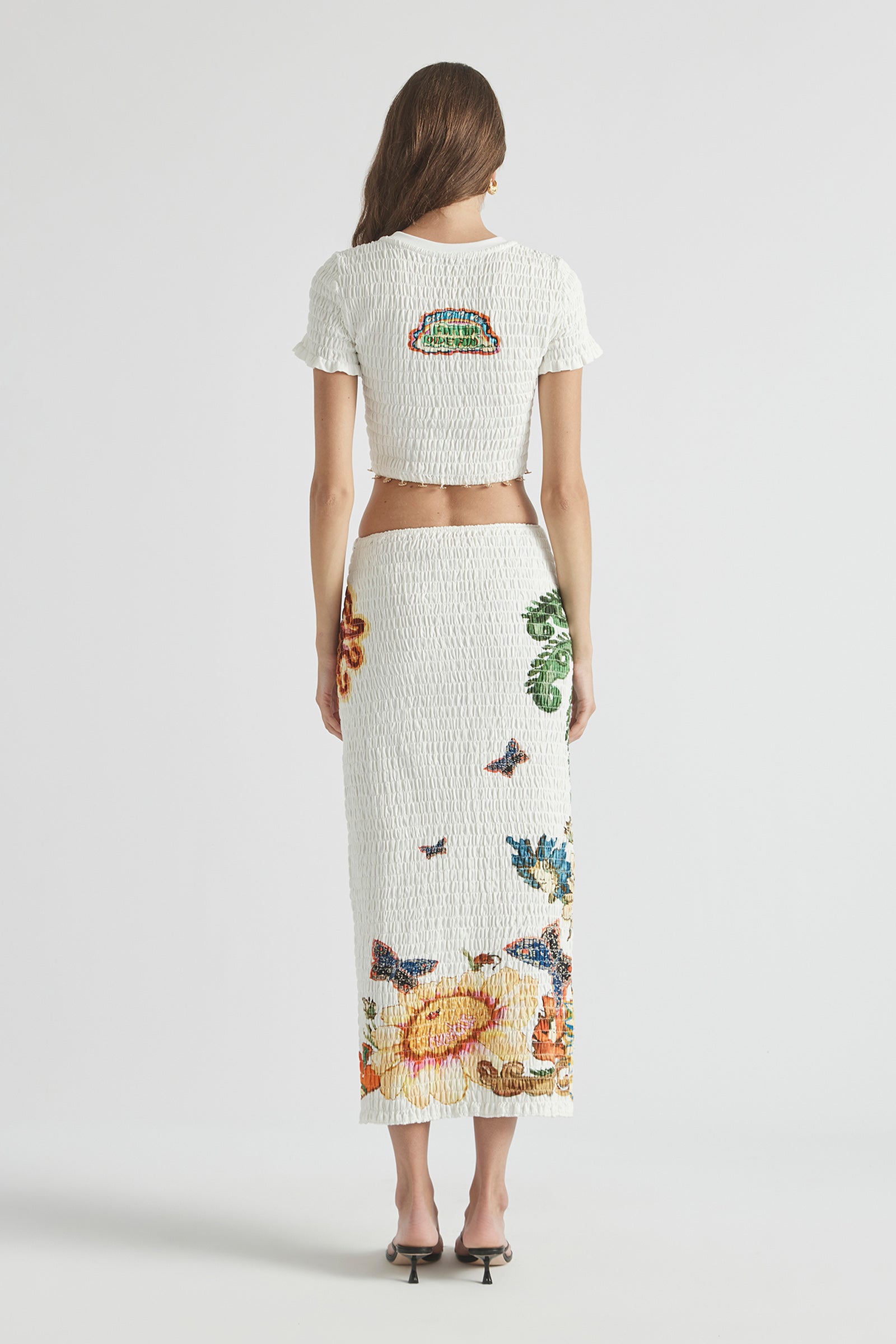 HOME OF THE ART SHIRRED LONG DRESS