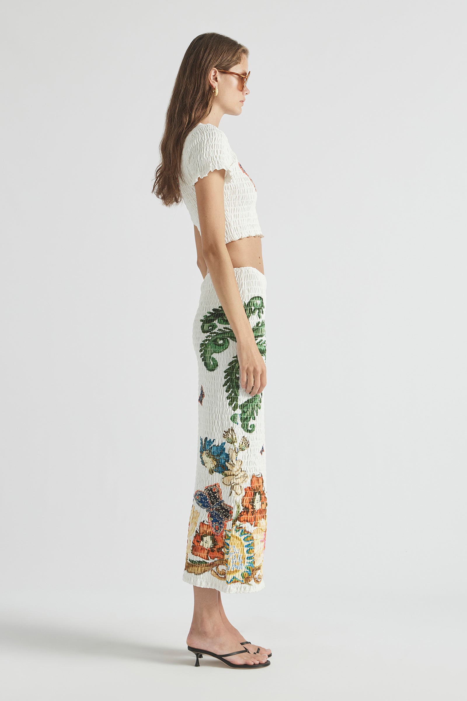 HOME OF THE ART SHIRRED LONG DRESS