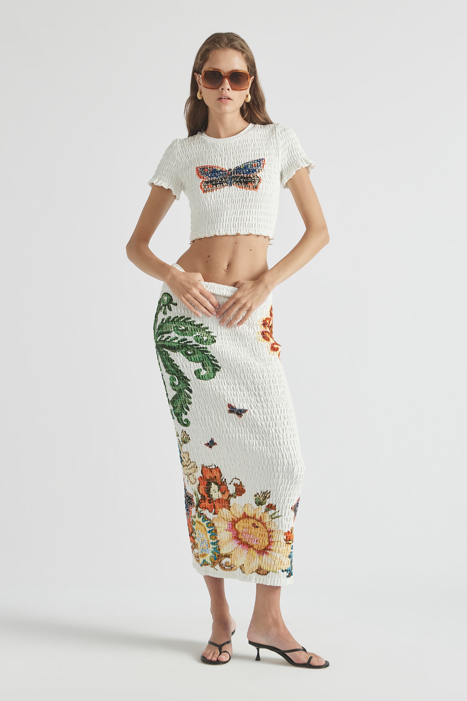 HOME OF THE ART SHIRRED LONG DRESS