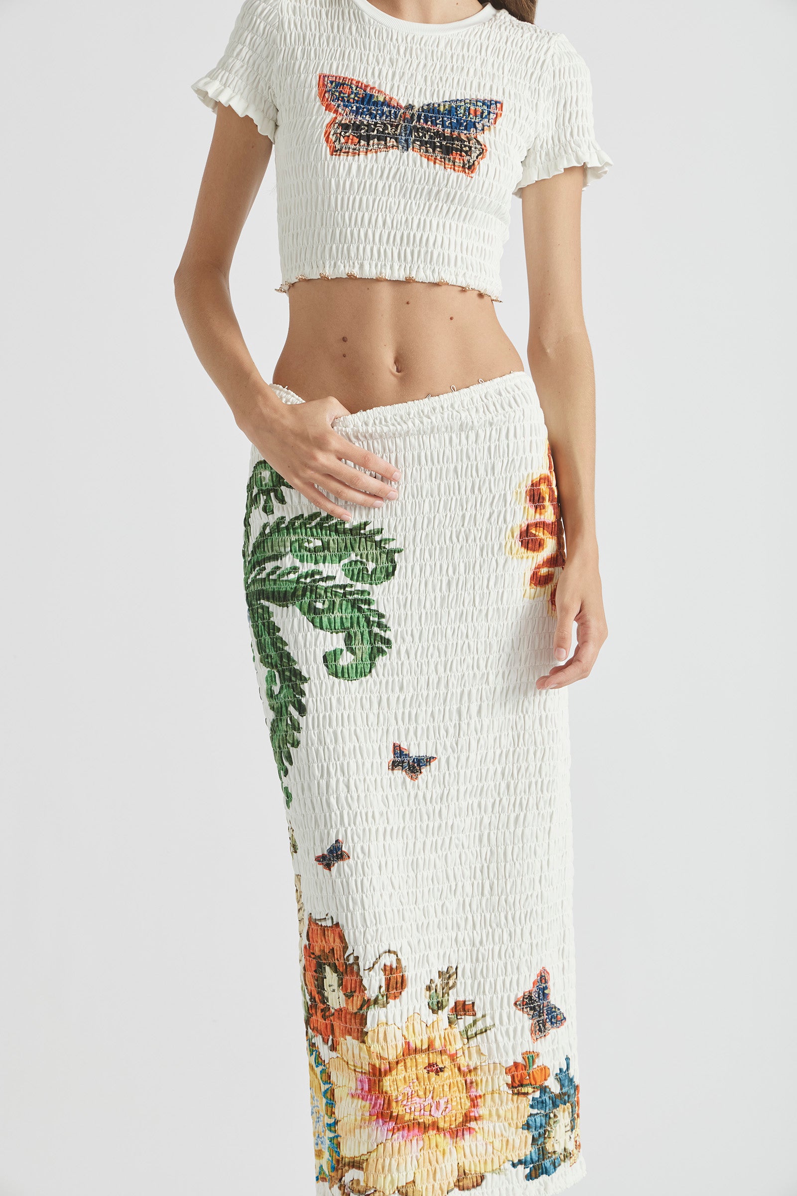 HOME OF THE ART SHIRRED LONG DRESS