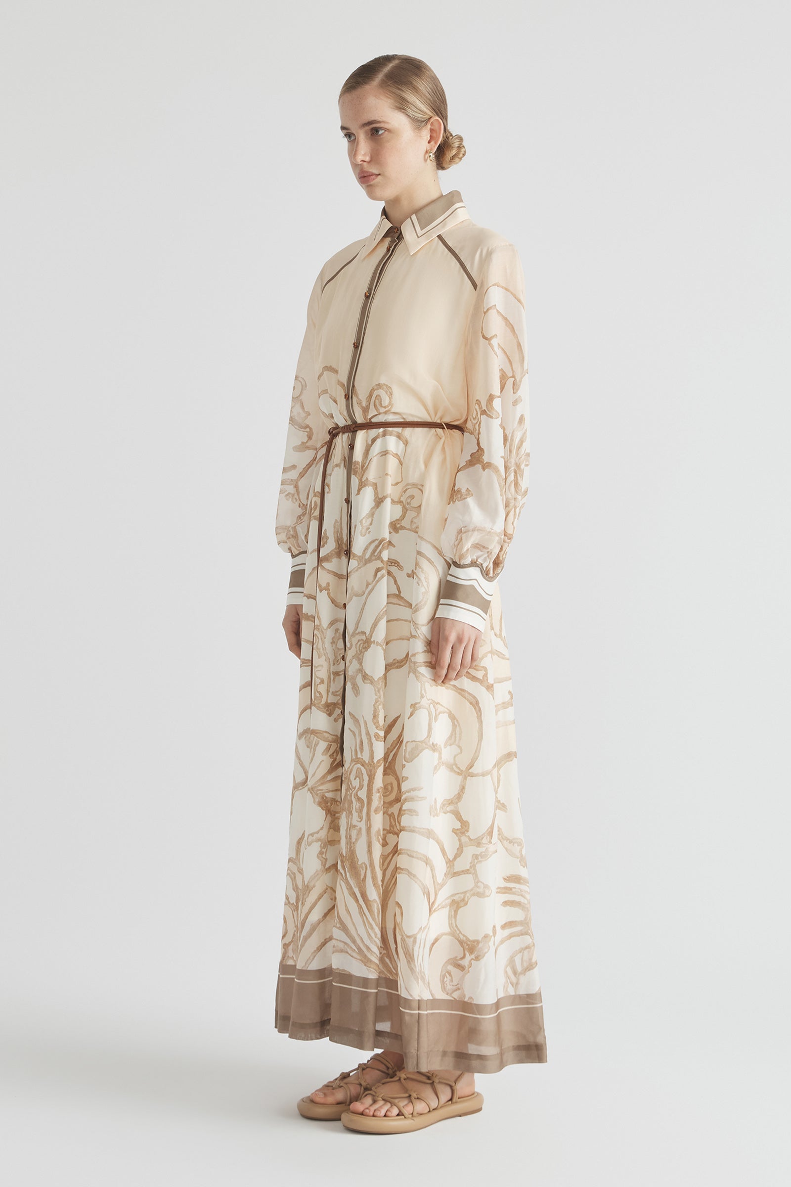 FRAGMENTS YOKE MIDI DRESS