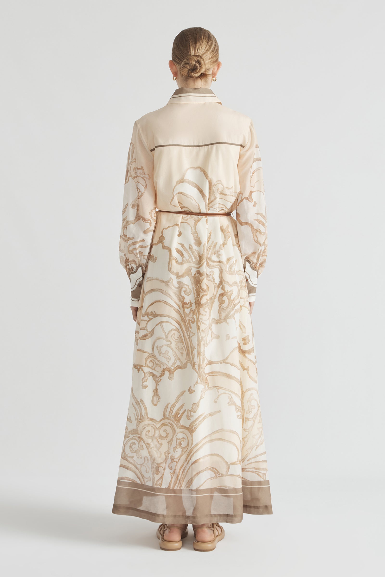 FRAGMENTS YOKE MIDI DRESS