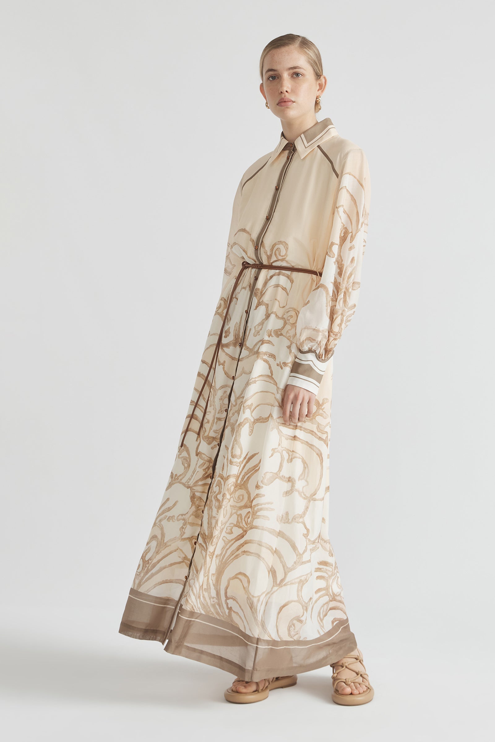 FRAGMENTS YOKE MIDI DRESS