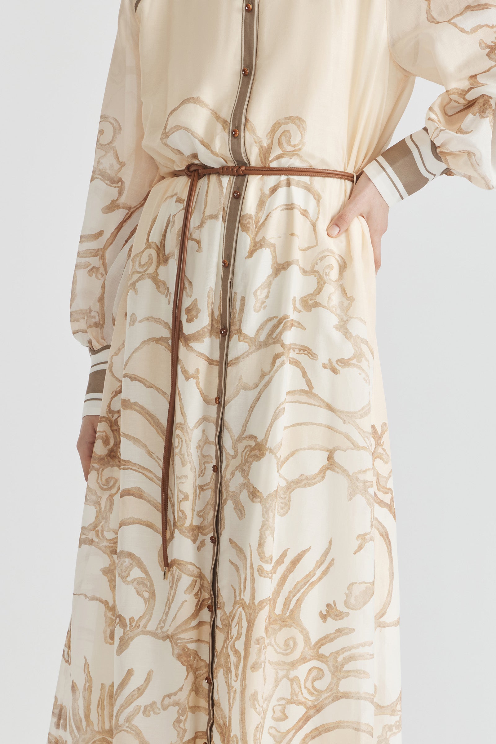 FRAGMENTS YOKE MIDI DRESS