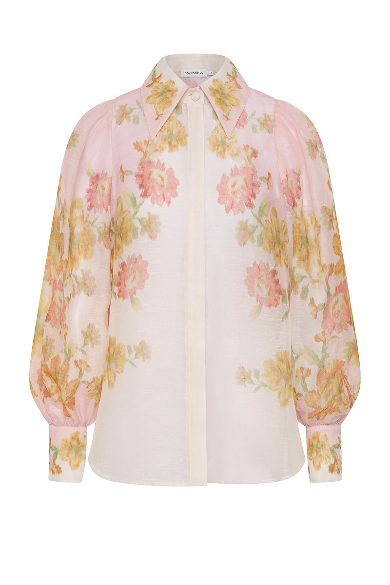PEACH DREAM BALLOON SLEEVE BLOUSE
