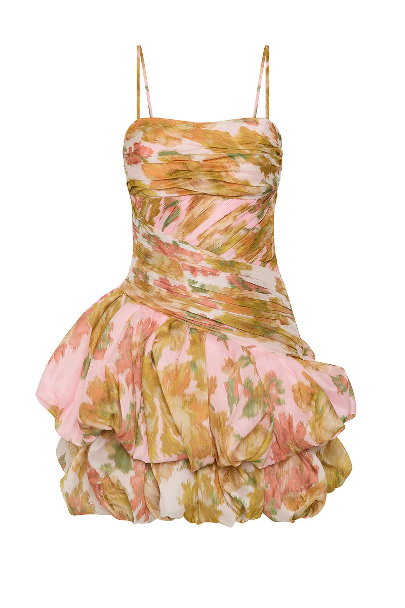 PEACH DREAM BUBBLE MINI DRESS