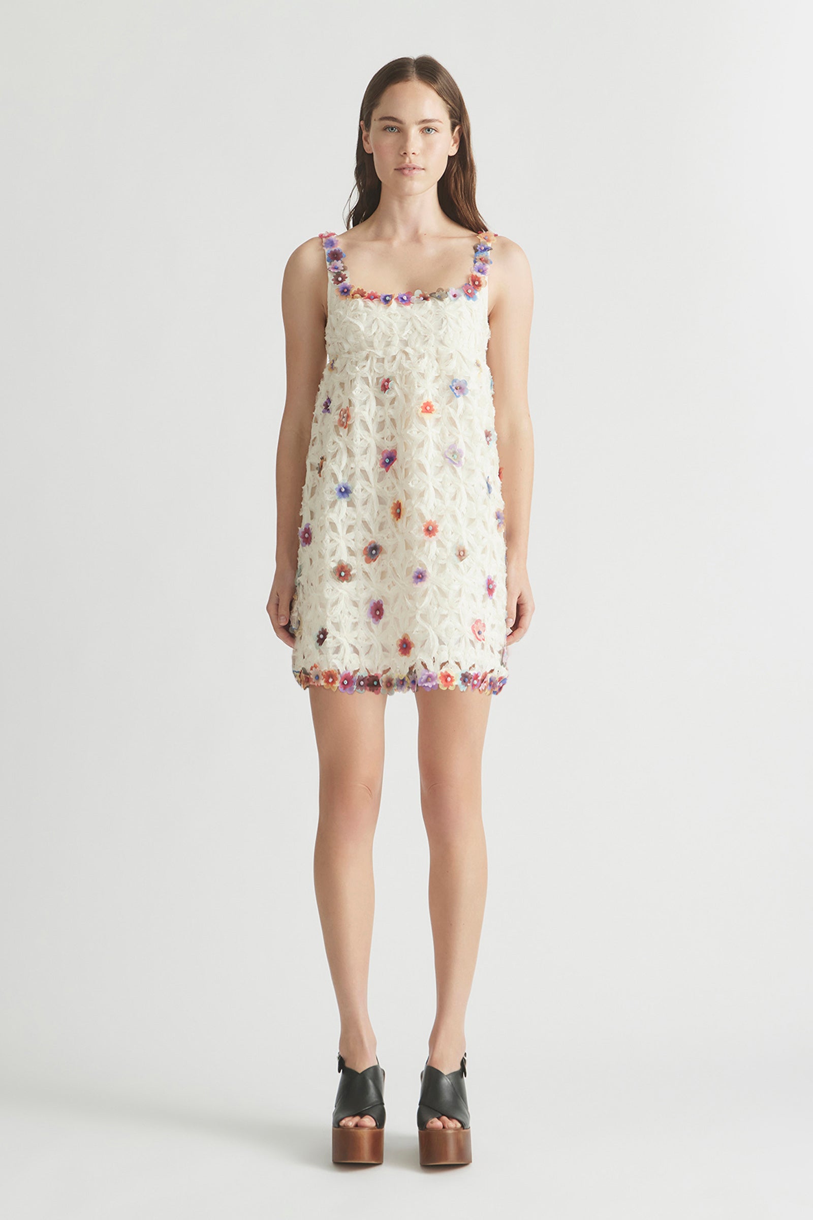 ECHO CROCHET FLOWER MINI DRESS