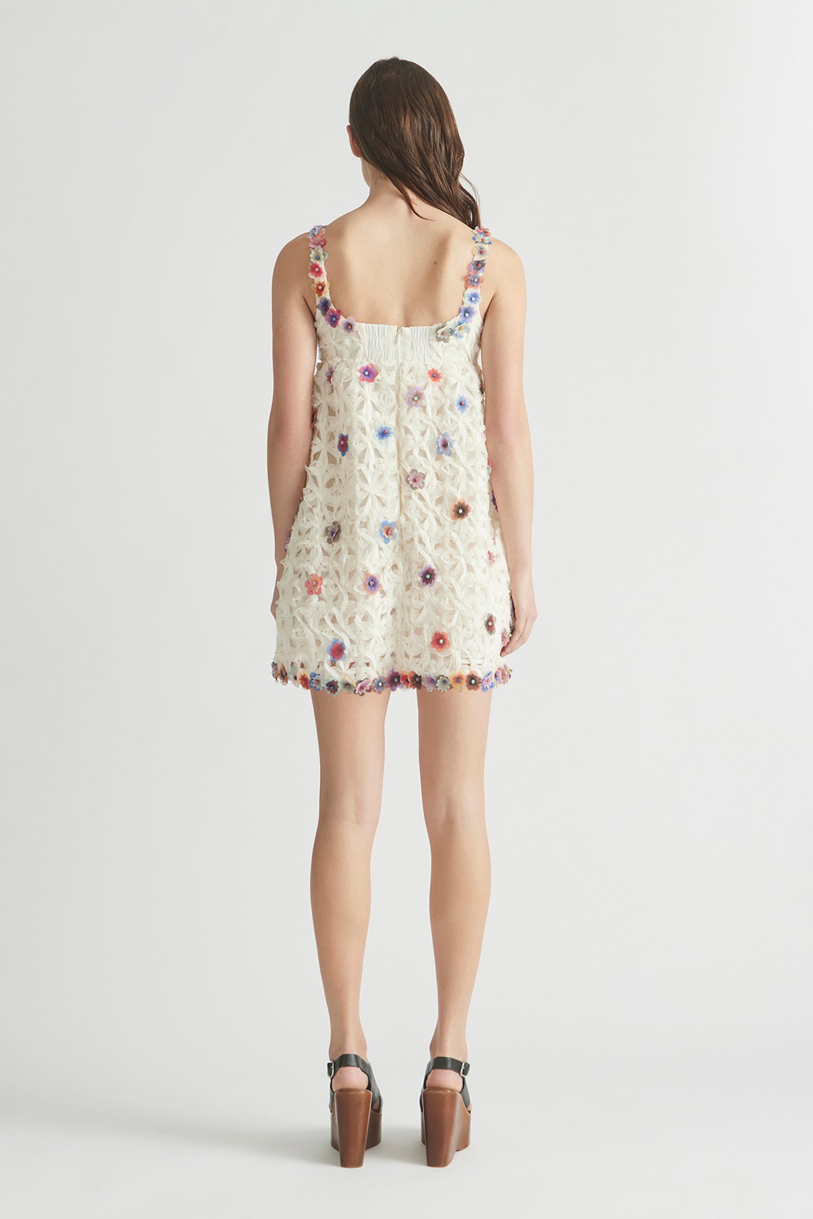 ECHO CROCHET FLOWER MINI DRESS