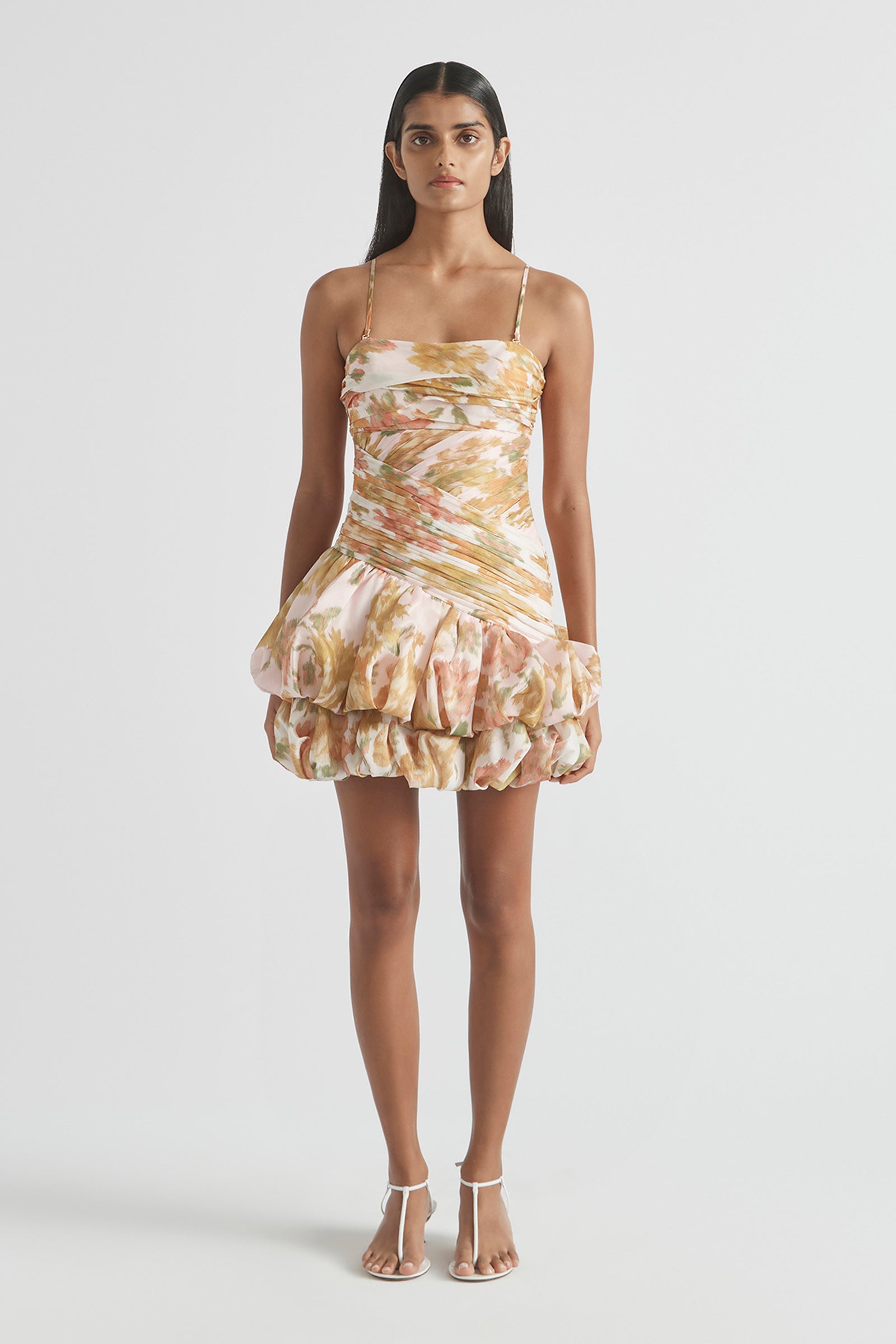 PEACH DREAM BUBBLE MINI DRESS