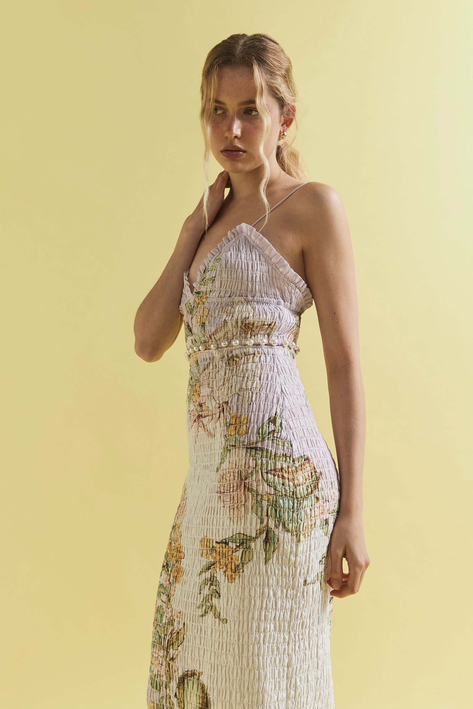 SWEET THING SHIRRED TRIANGLE BODICE DRESS