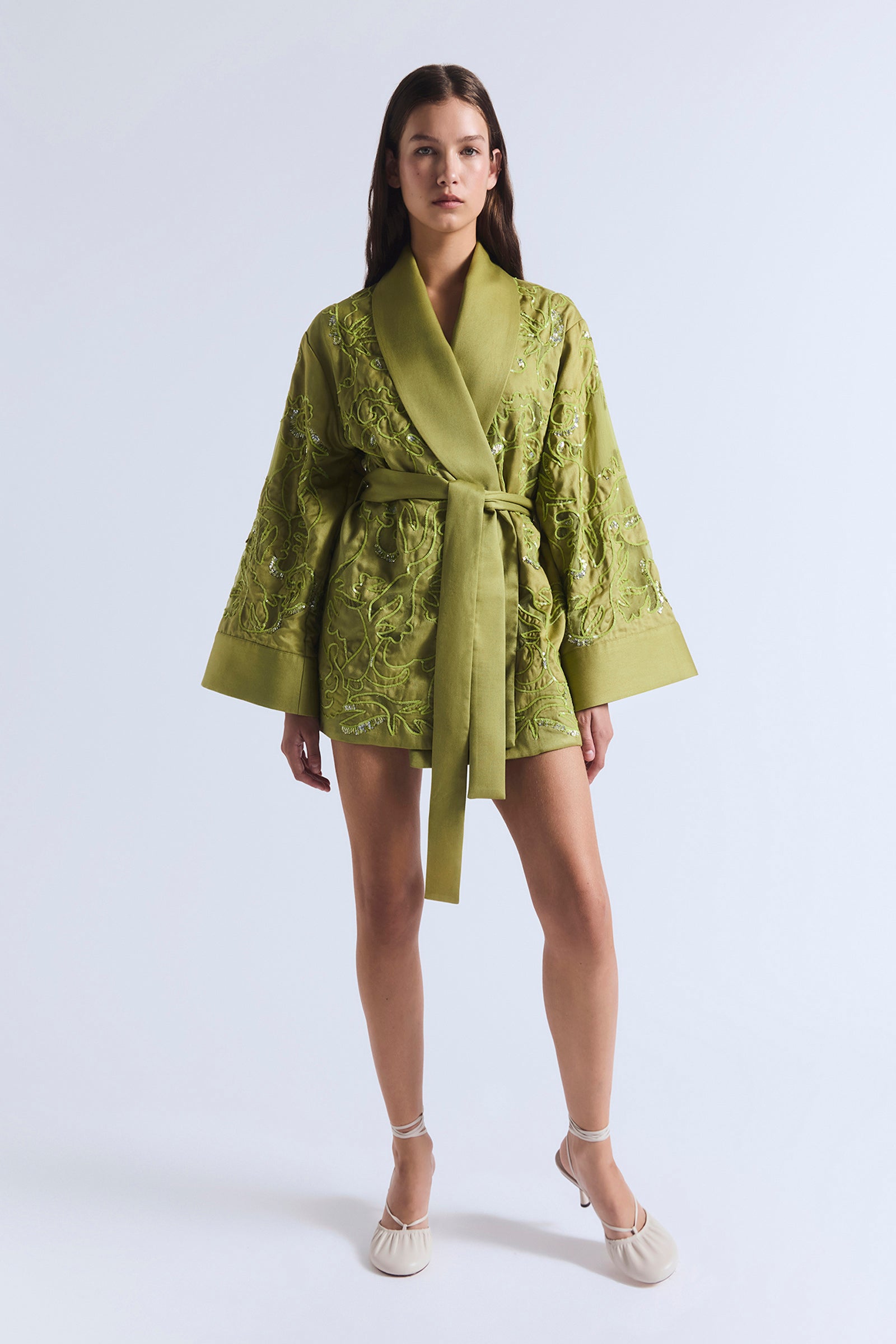 OASIS EMBROIDERED ROBE DRESS