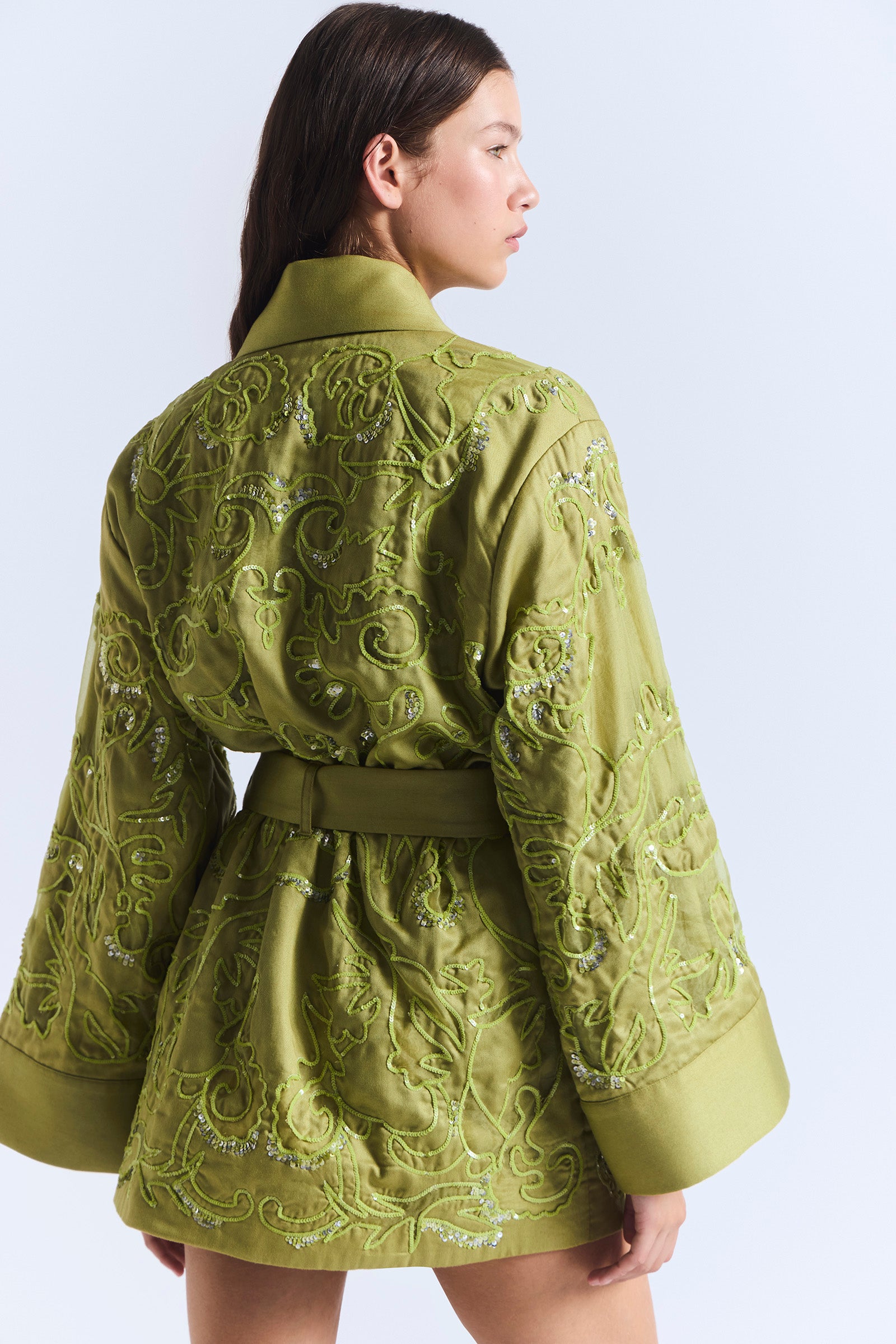 OASIS EMBROIDERED ROBE DRESS