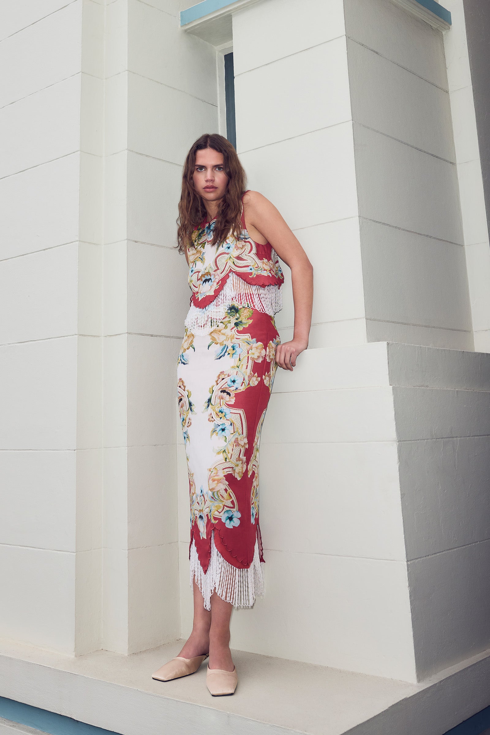 POLLINATION TASSEL HEM PENCIL SKIRT