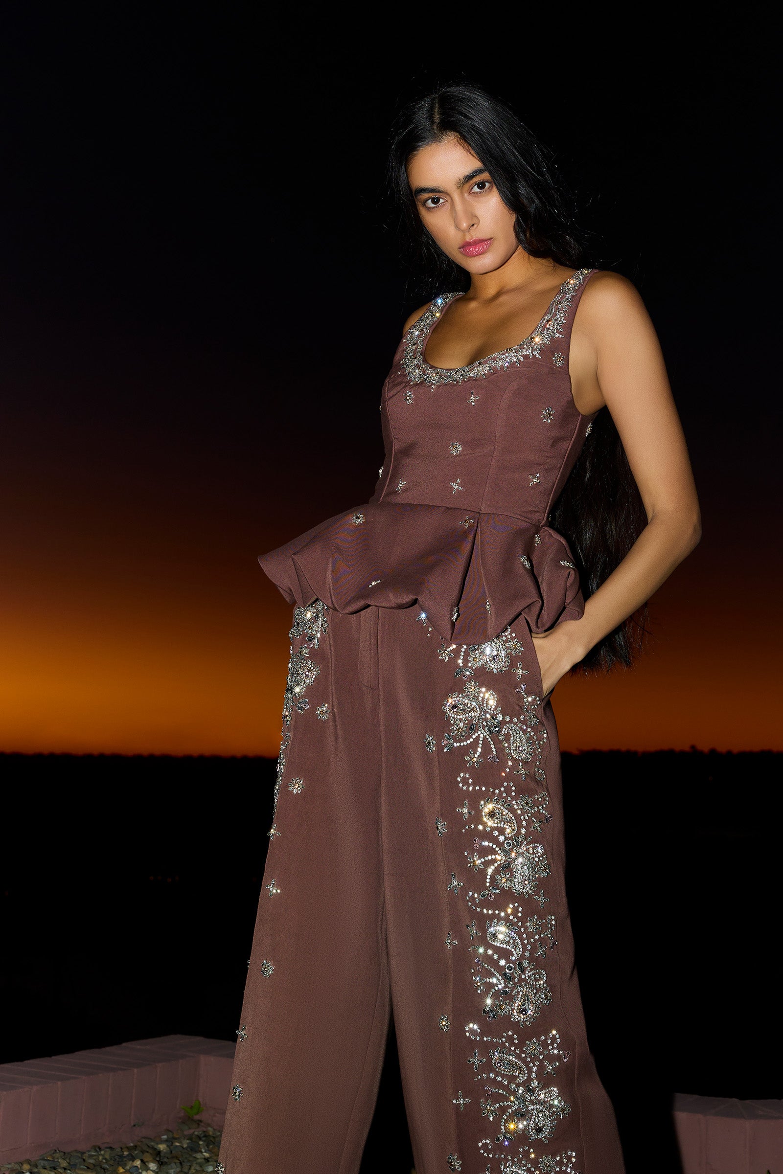LOVE STRUCK CRYSTAL RELAXED TAILORED PANTS