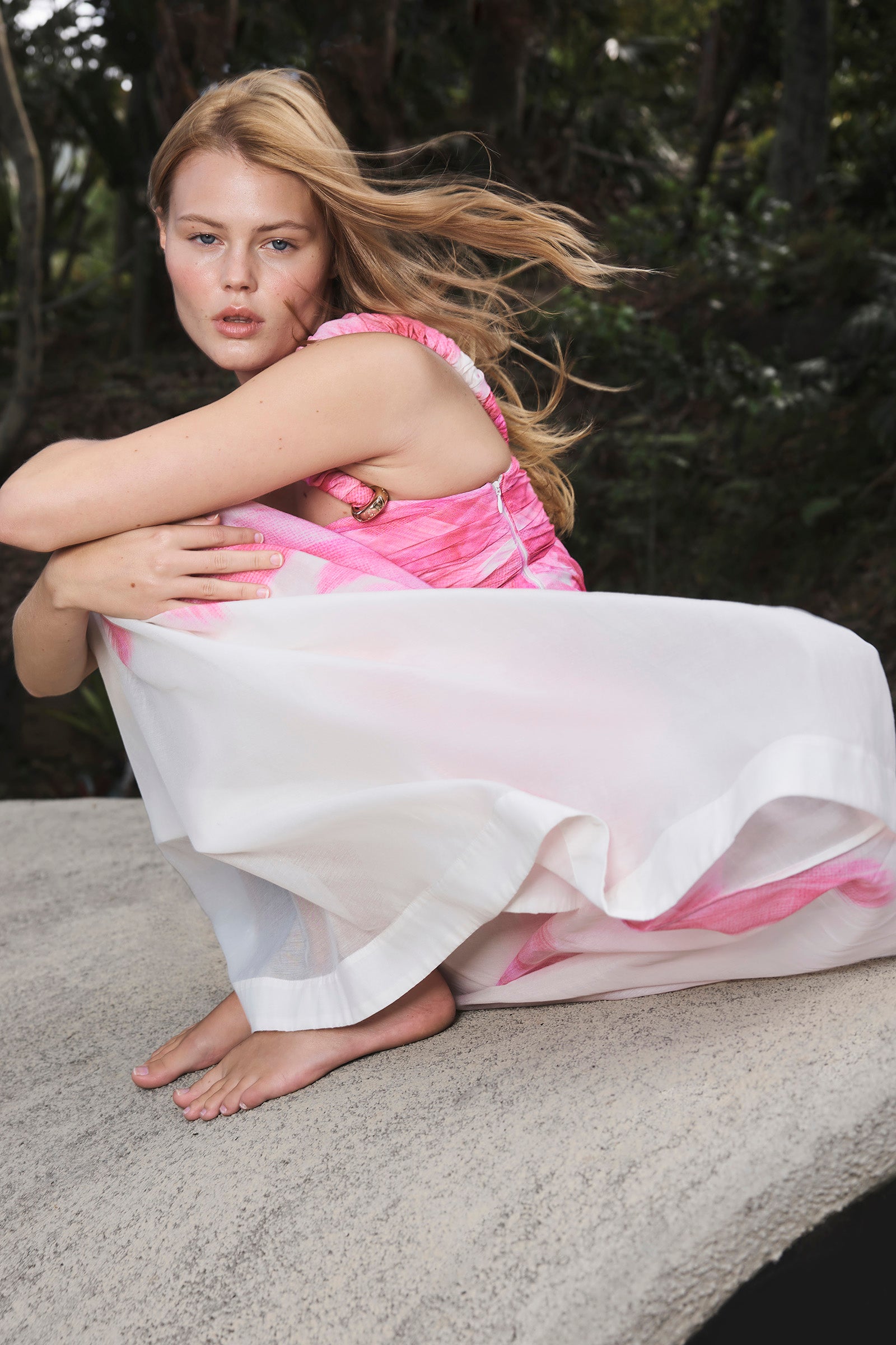GLASSHOUSE RUCHED STRAP GOWN