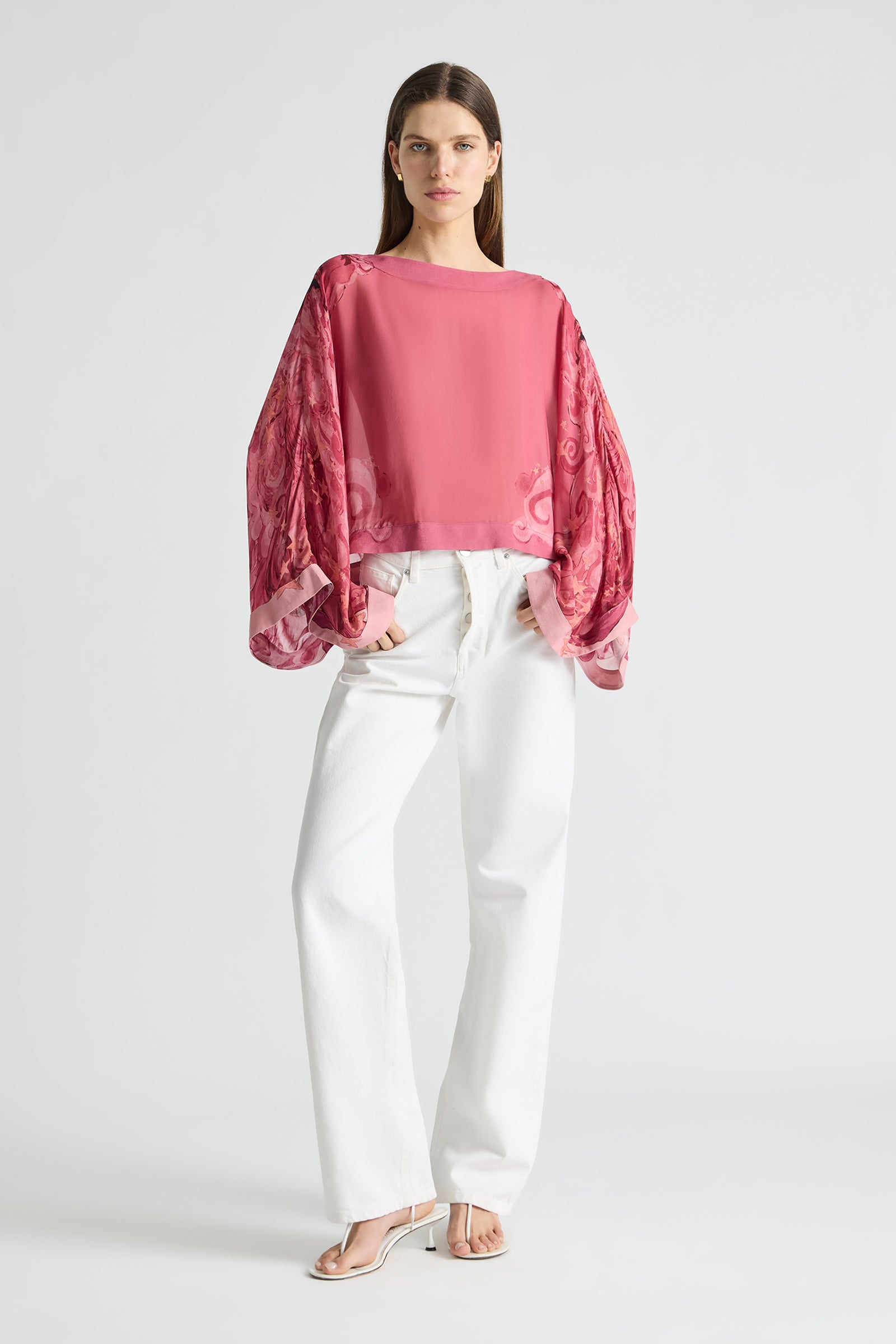 HORIZON LONG SLEEVE CROP BLOUSE