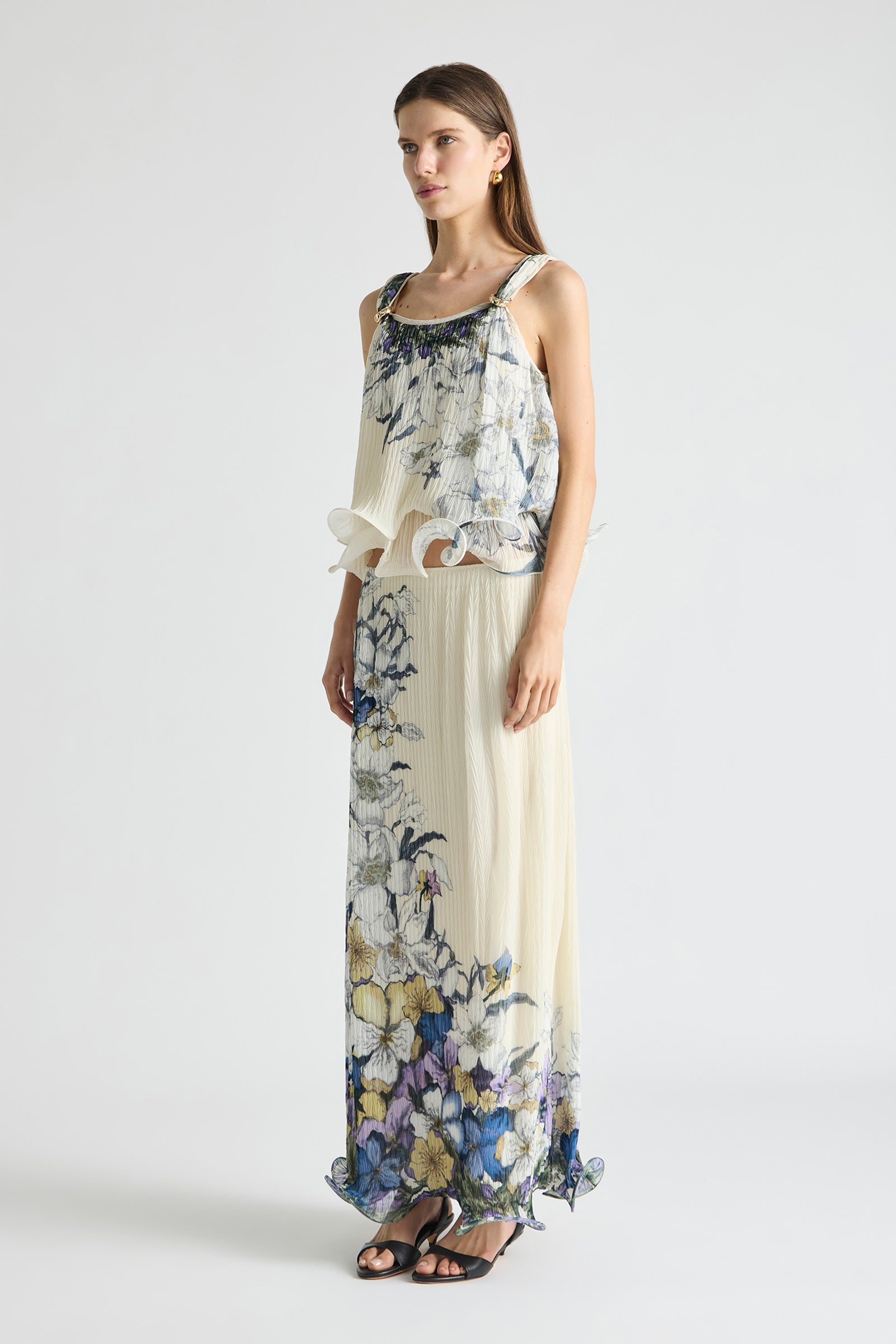 SOLUNA PLEATED FLUTE MAXI SKIRT