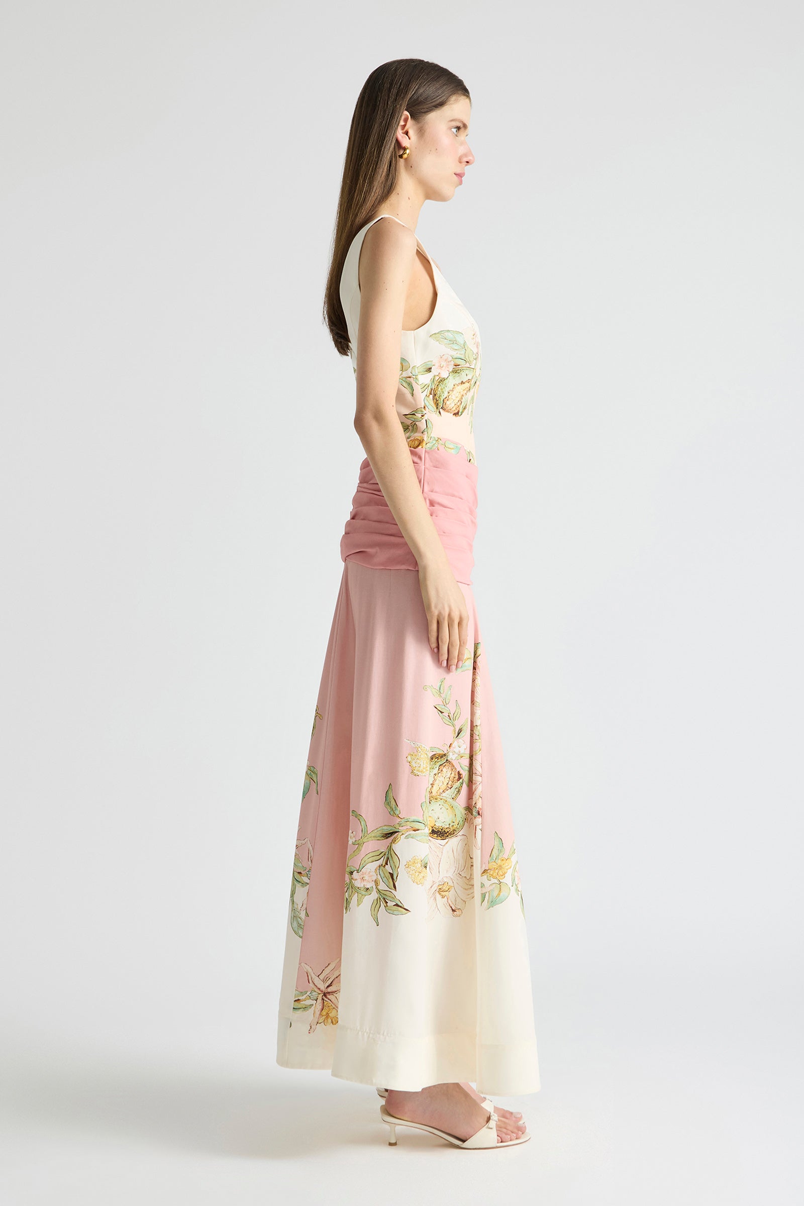 VOILA DRAPED BODICE MAXI DRESS