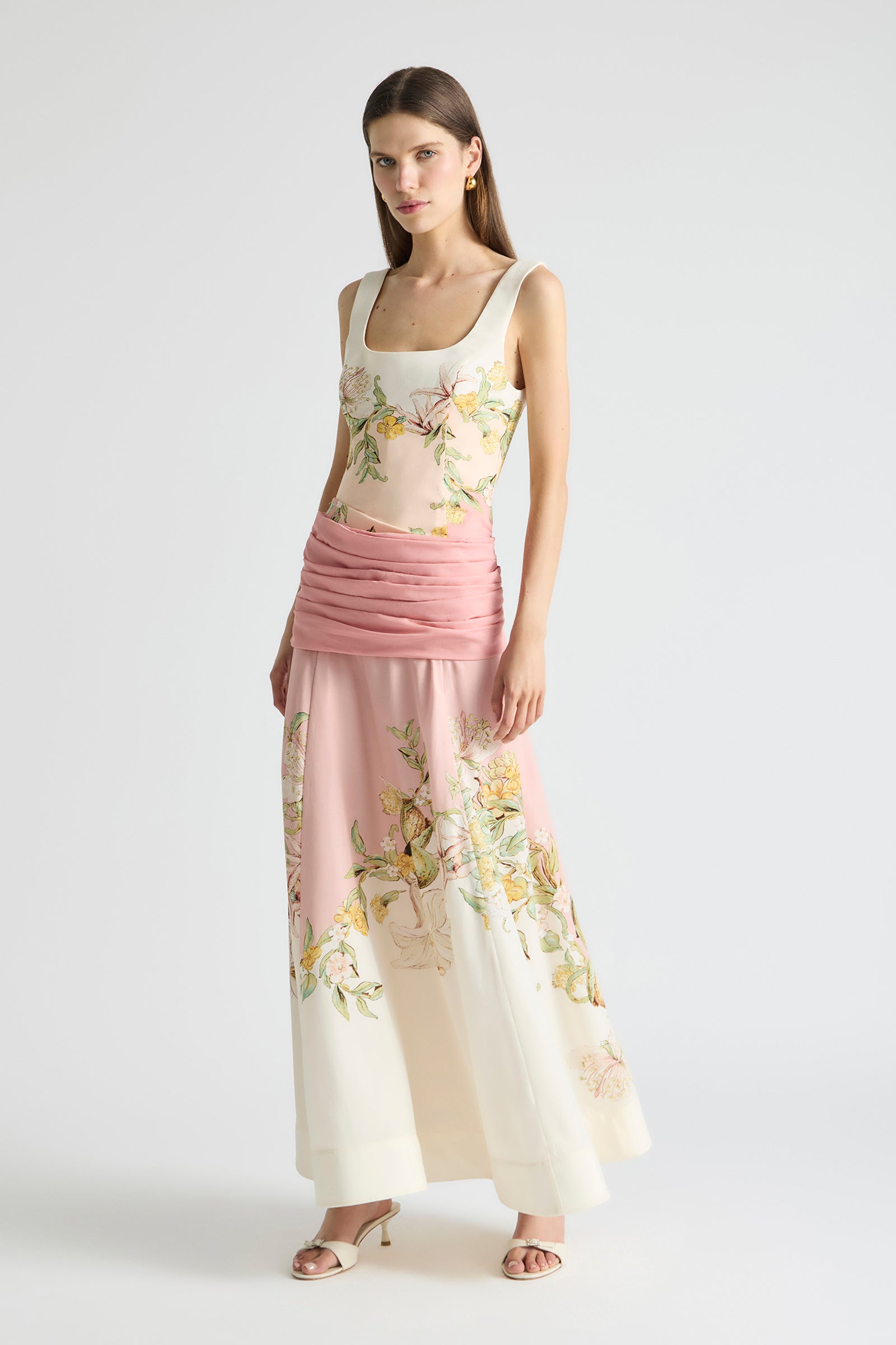 VOILA DRAPED BODICE MAXI DRESS