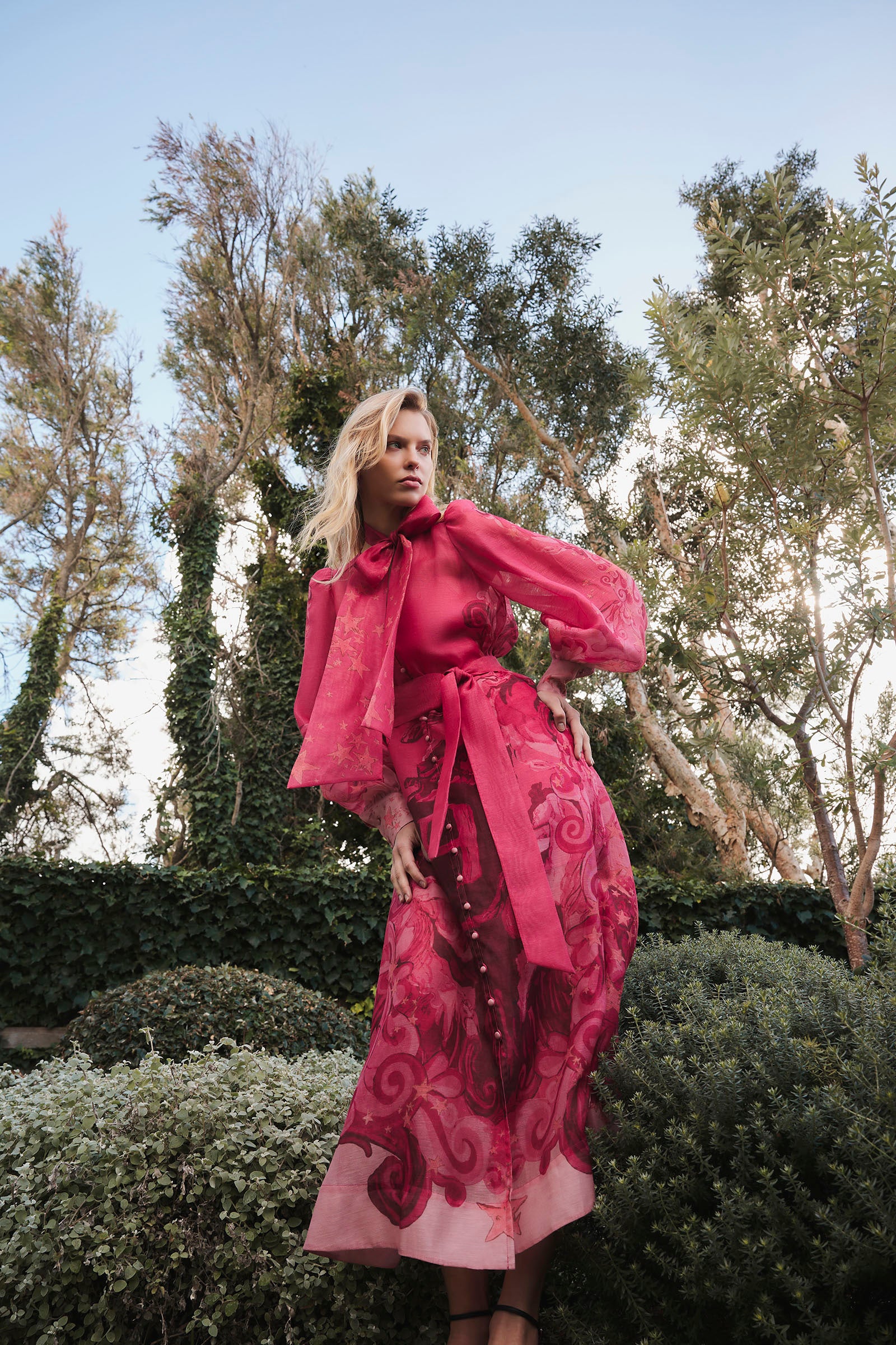 HORIZON NECK TIE BILLOW DRESS