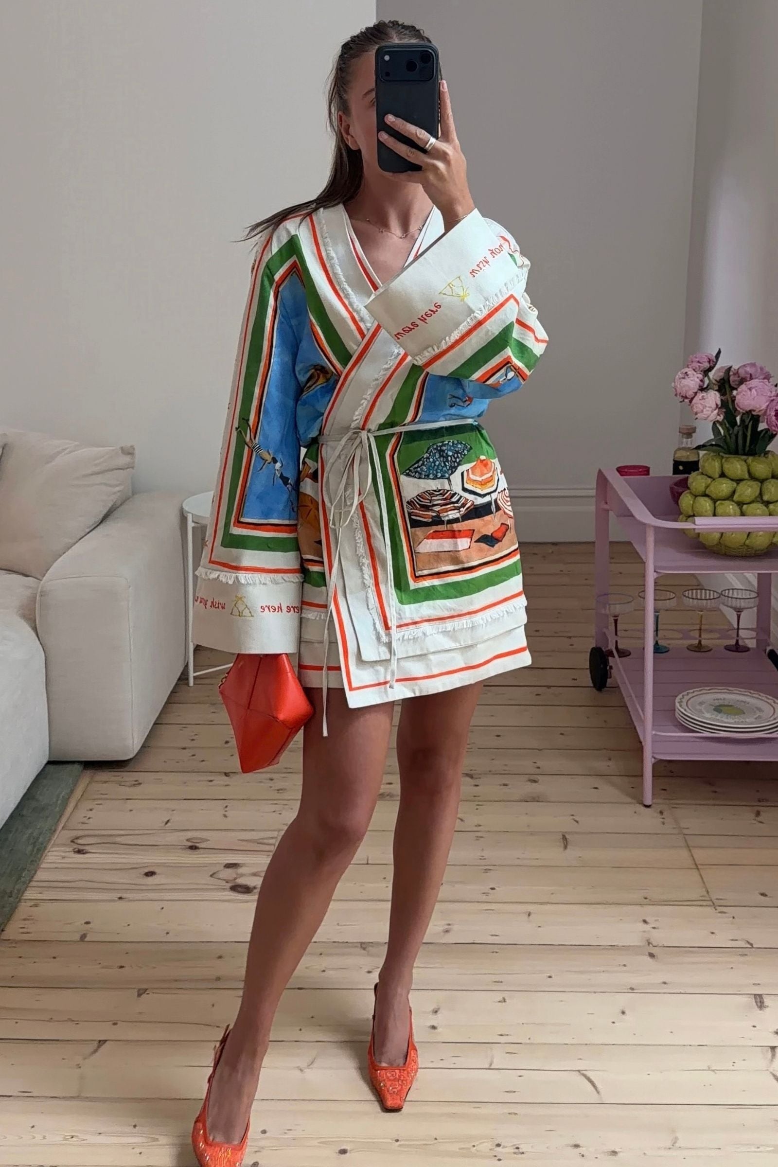 RIPPLE EFFECT RELAXED MINI ROBE DRESS