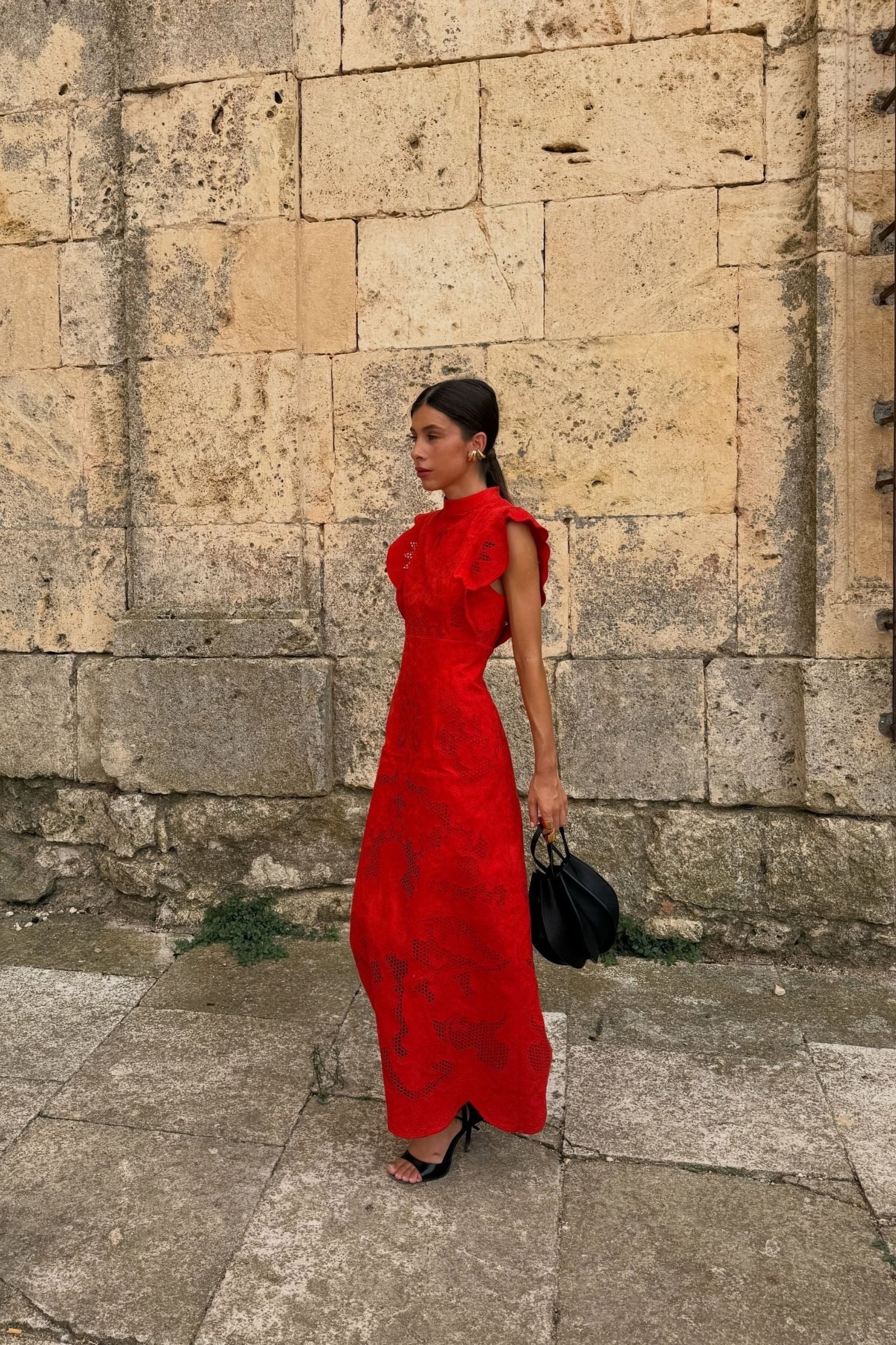 INTERLUDE SCALLOP CUT AWAY GOWN