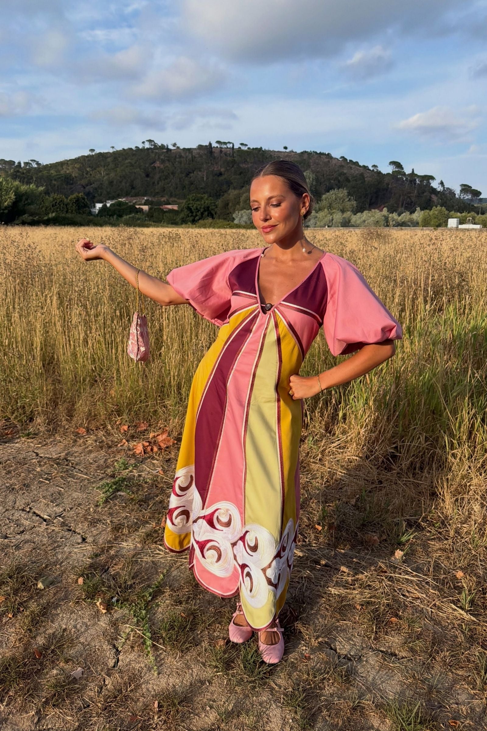 TWIN RIVERS CURVE PANEL MAXI DRESS