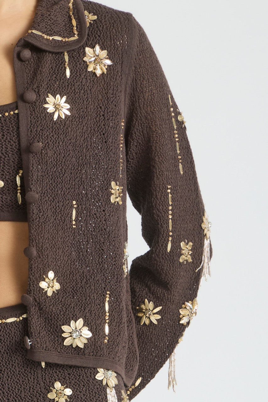 IN BLOOM KNIT COLLAR CARDIGAN
