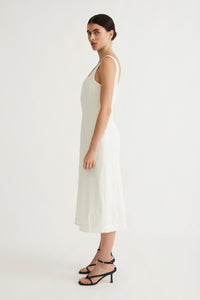 white a line dress midi length