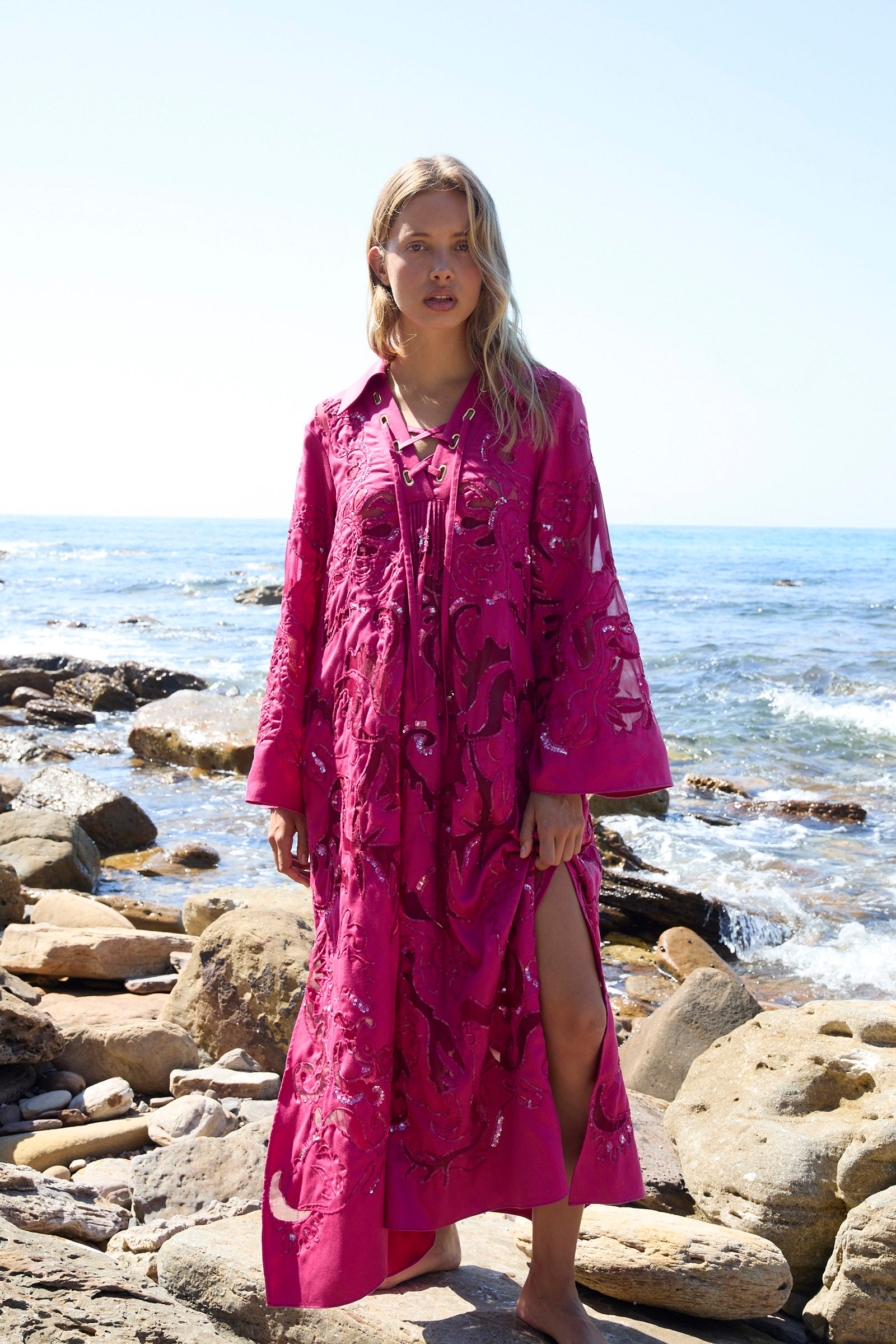 OASIS LACE-UP KAFTAN