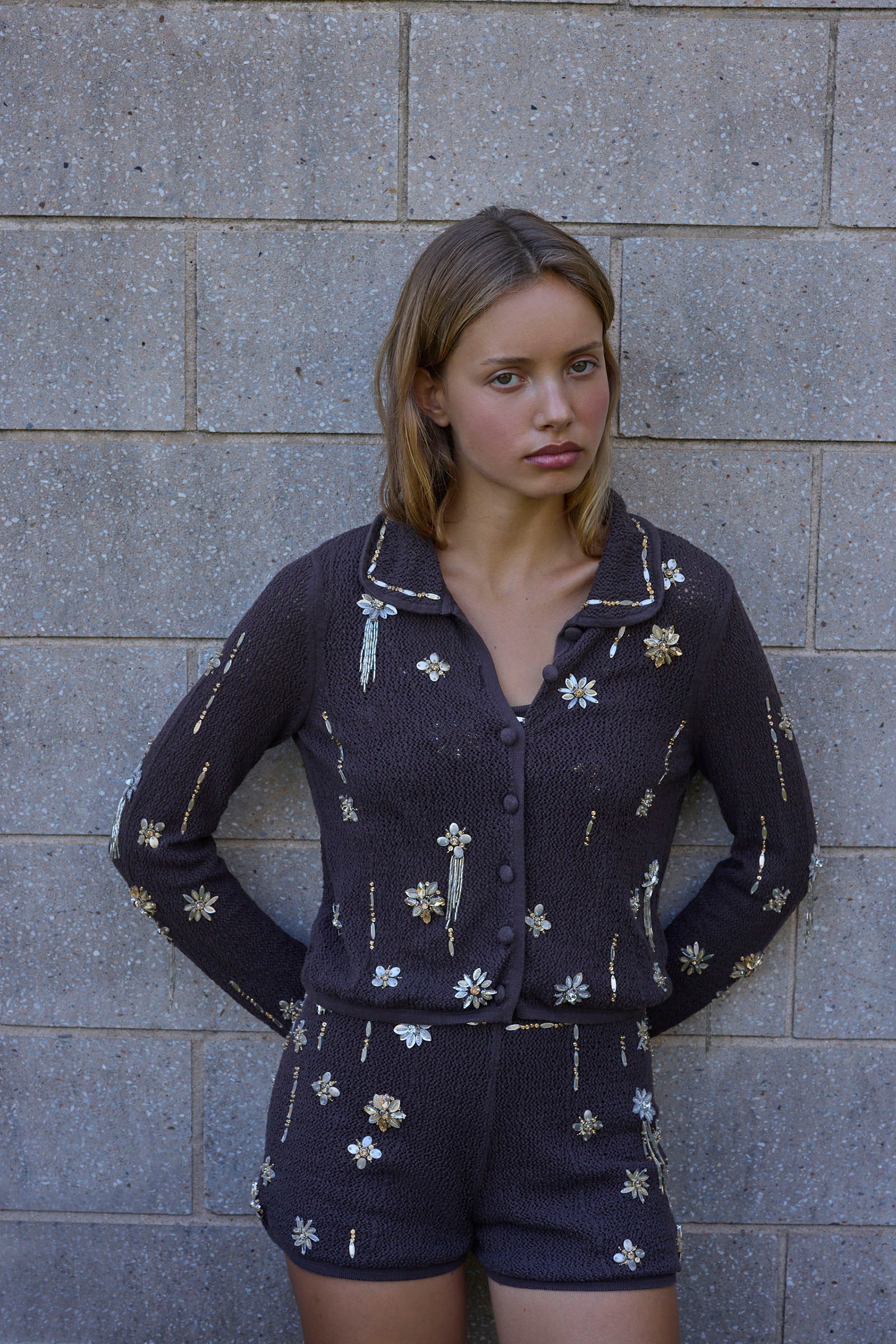 IN BLOOM KNIT COLLAR CARDIGAN