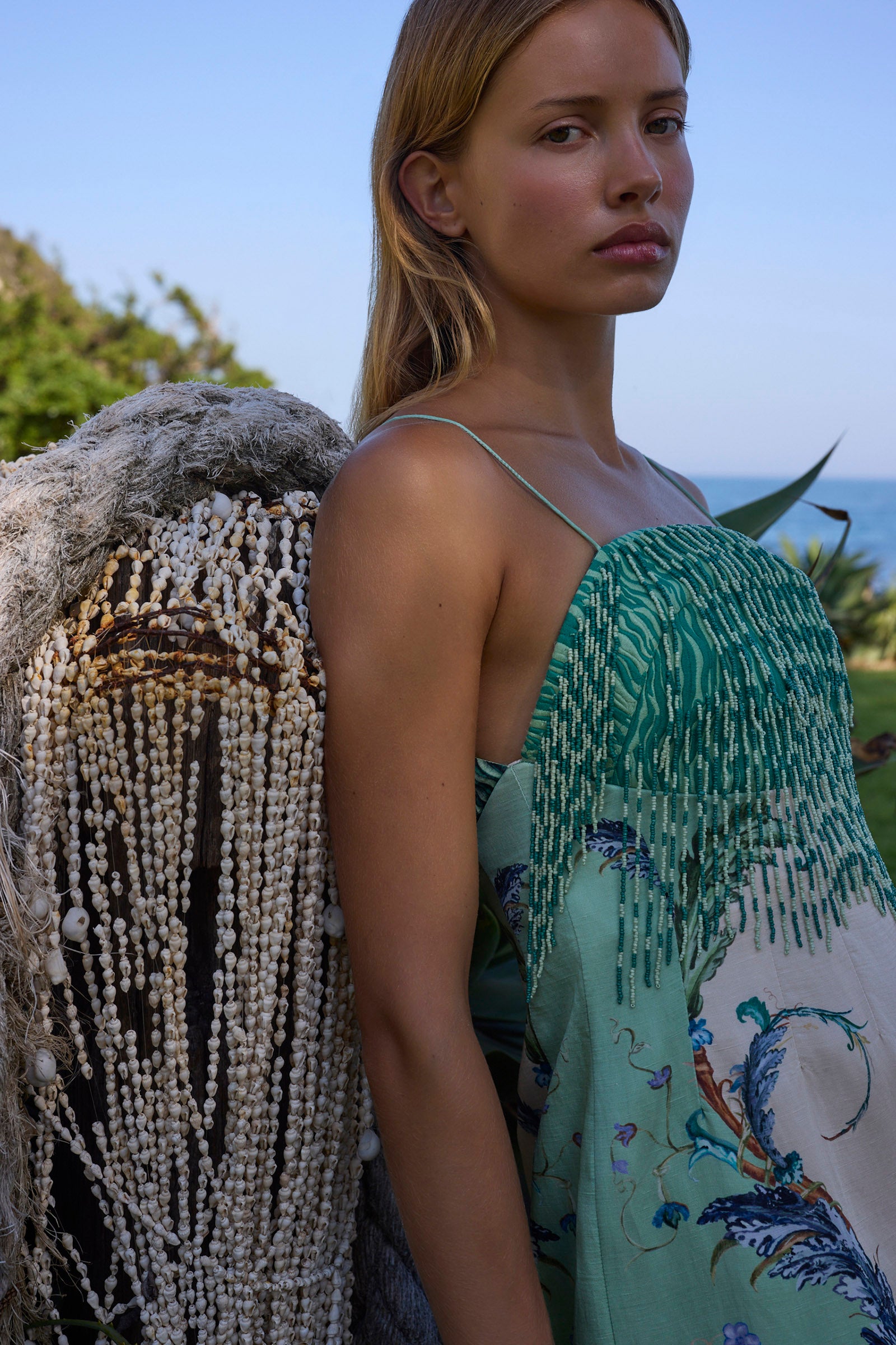LE BON BON CURVED FRINGE BODICE DRESS