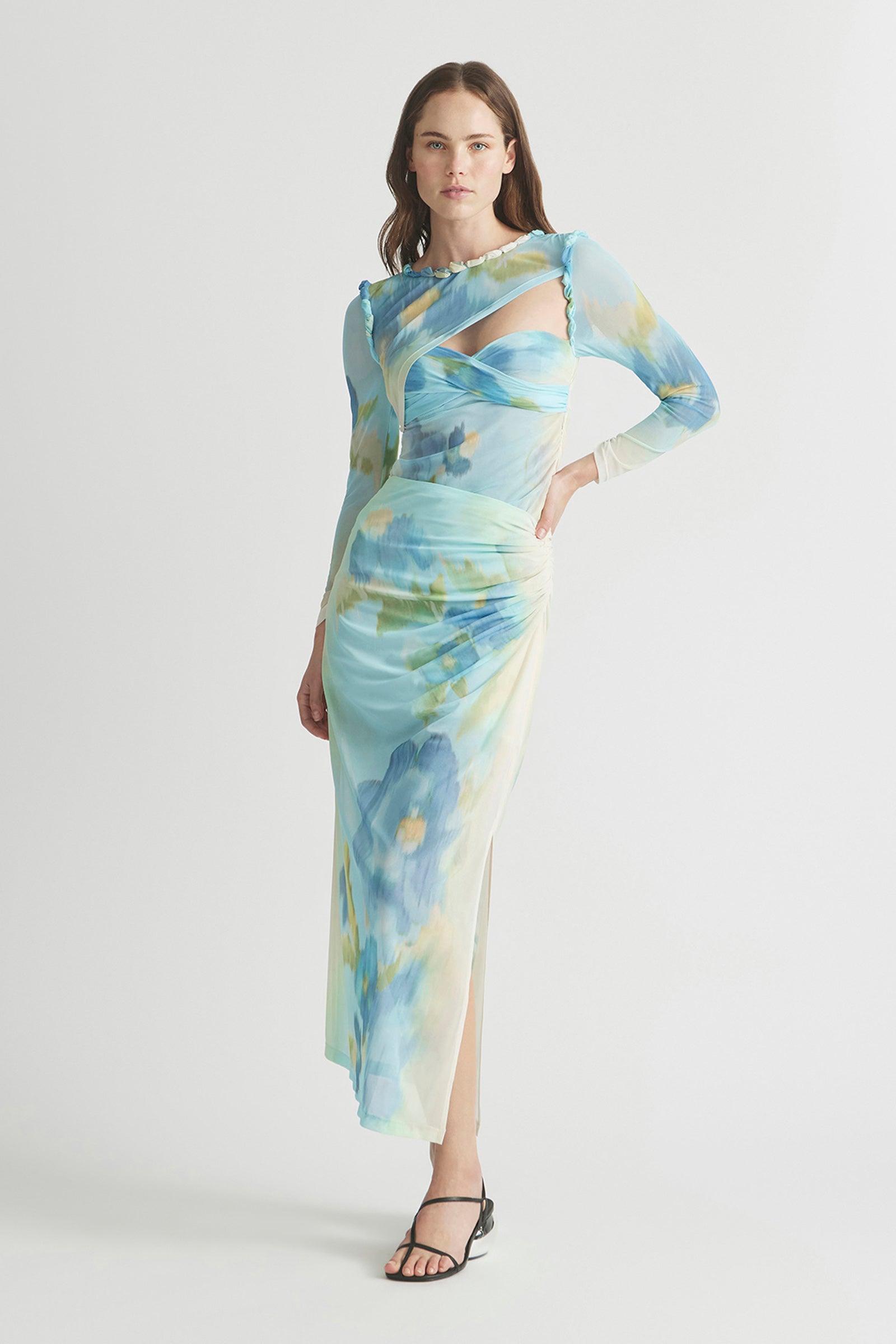 HEARTBEATS GATHERED MESH SKIRT
