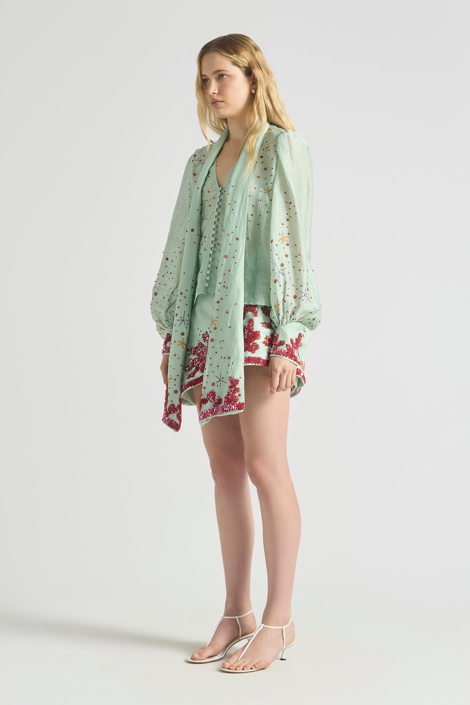 OCEANS APART NECK TIE BILLOW BLOUSE