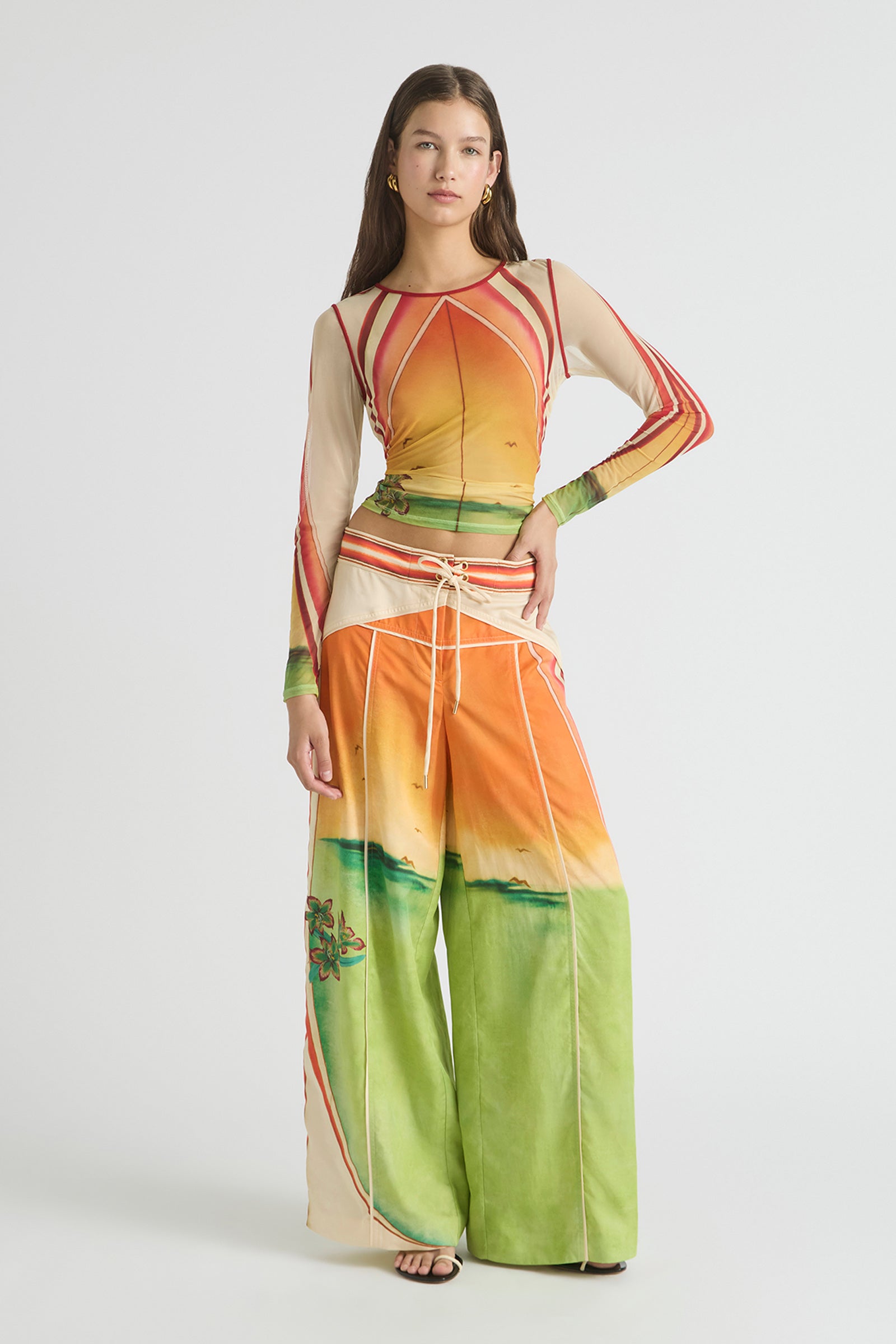 GOLDEN BREAK MESH LONG SLEEVE TOP