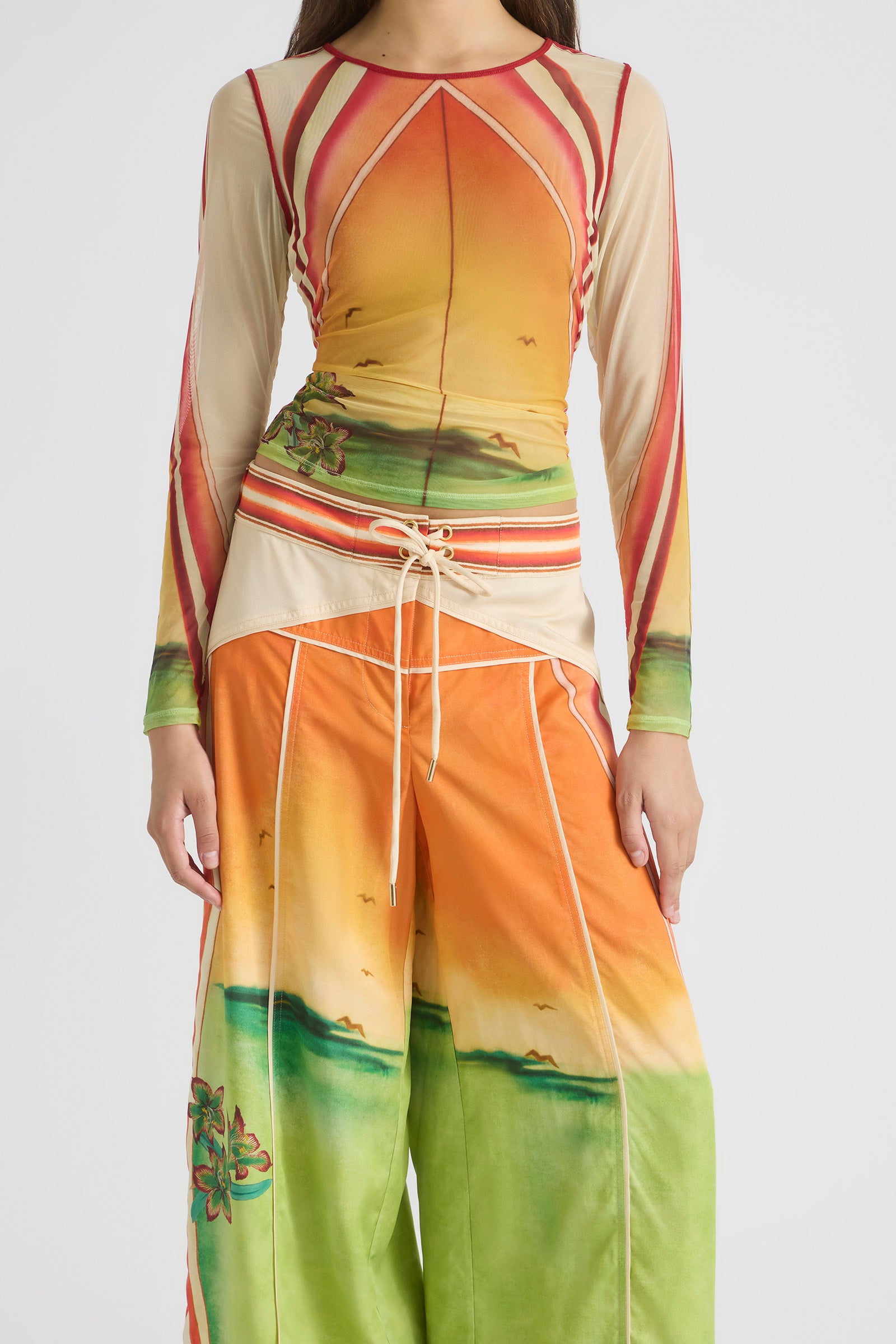 GOLDEN BREAK MESH LONG SLEEVE TOP