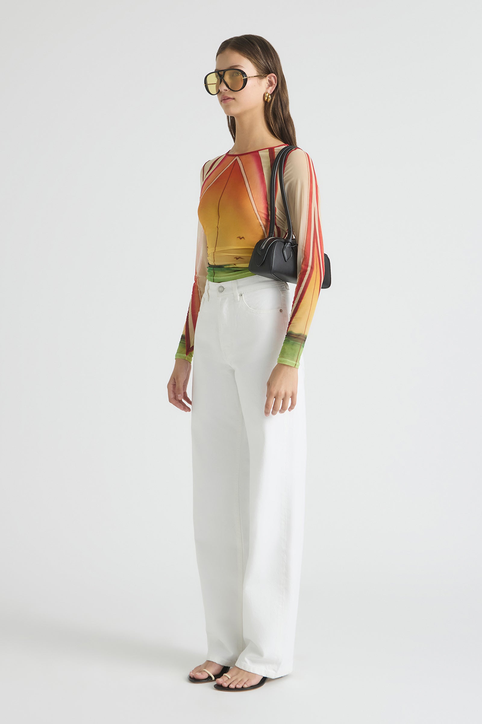 GOLDEN BREAK MESH LONG SLEEVE TOP