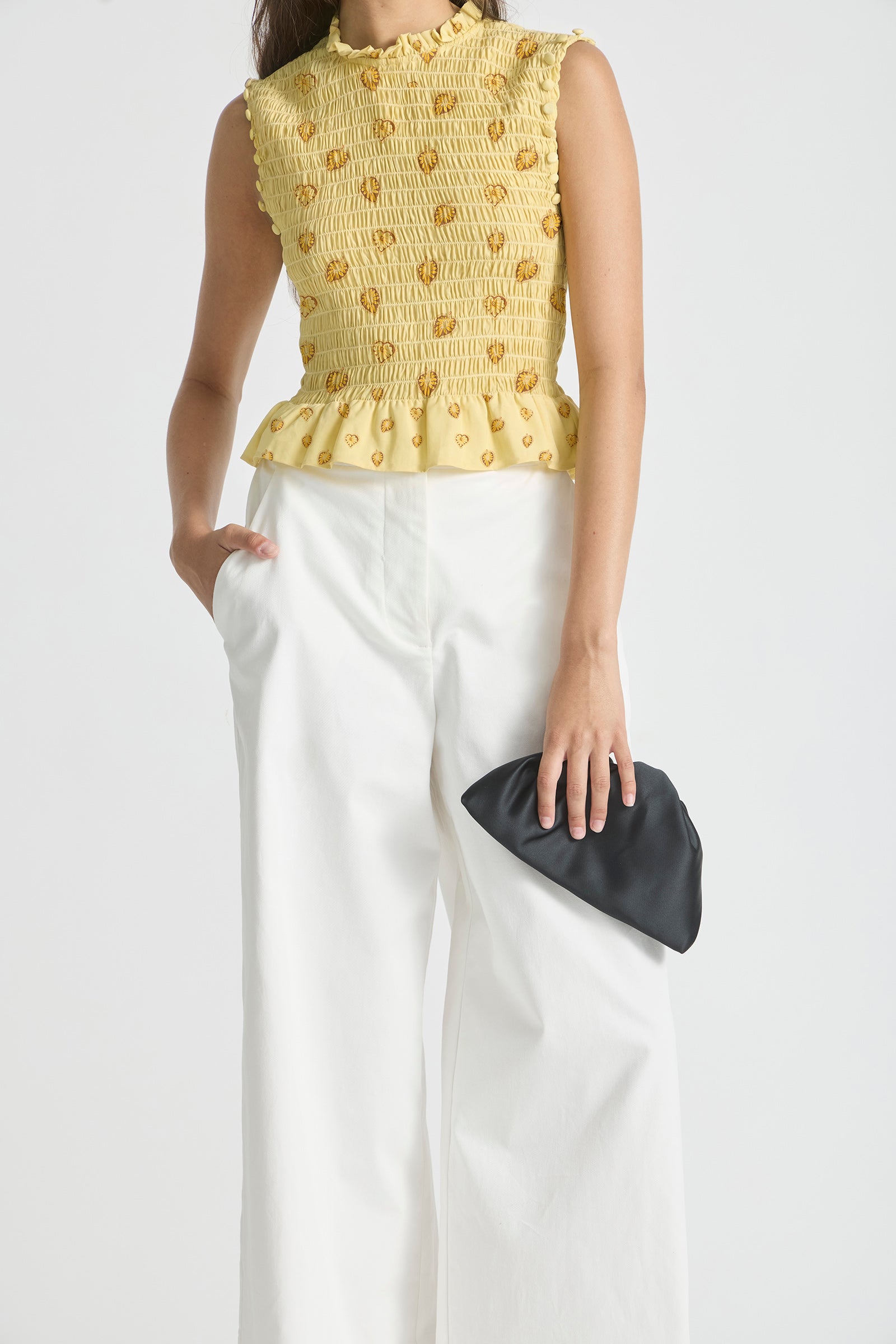 AURA SHIRRED LONG-SLEEVE TOP